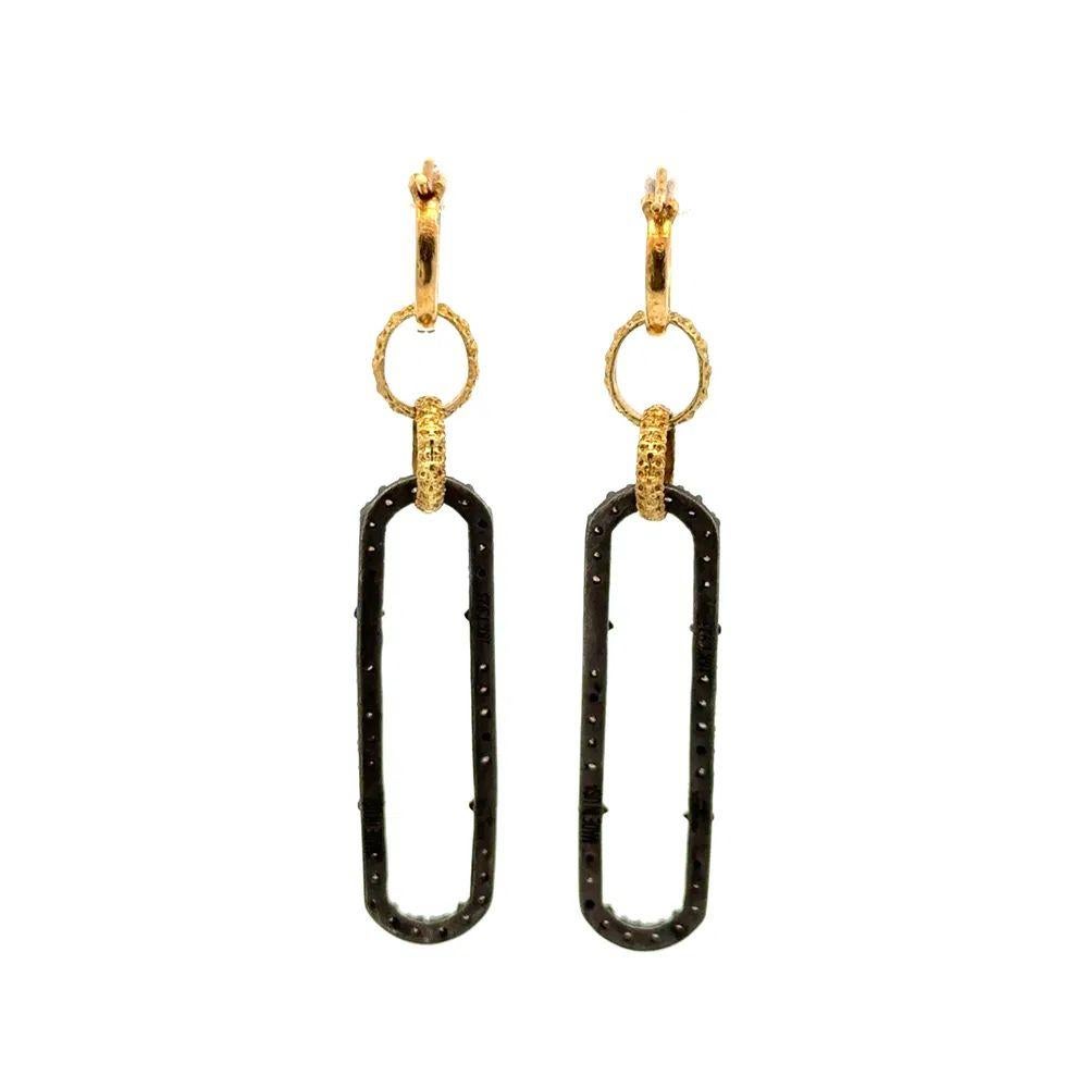 Vintage ARMENTA Designer RBC Diamant Silber und Gold Tropfen Ohrringe auf Creolen im Zustand „Hervorragend“ im Angebot in Montreal, QC