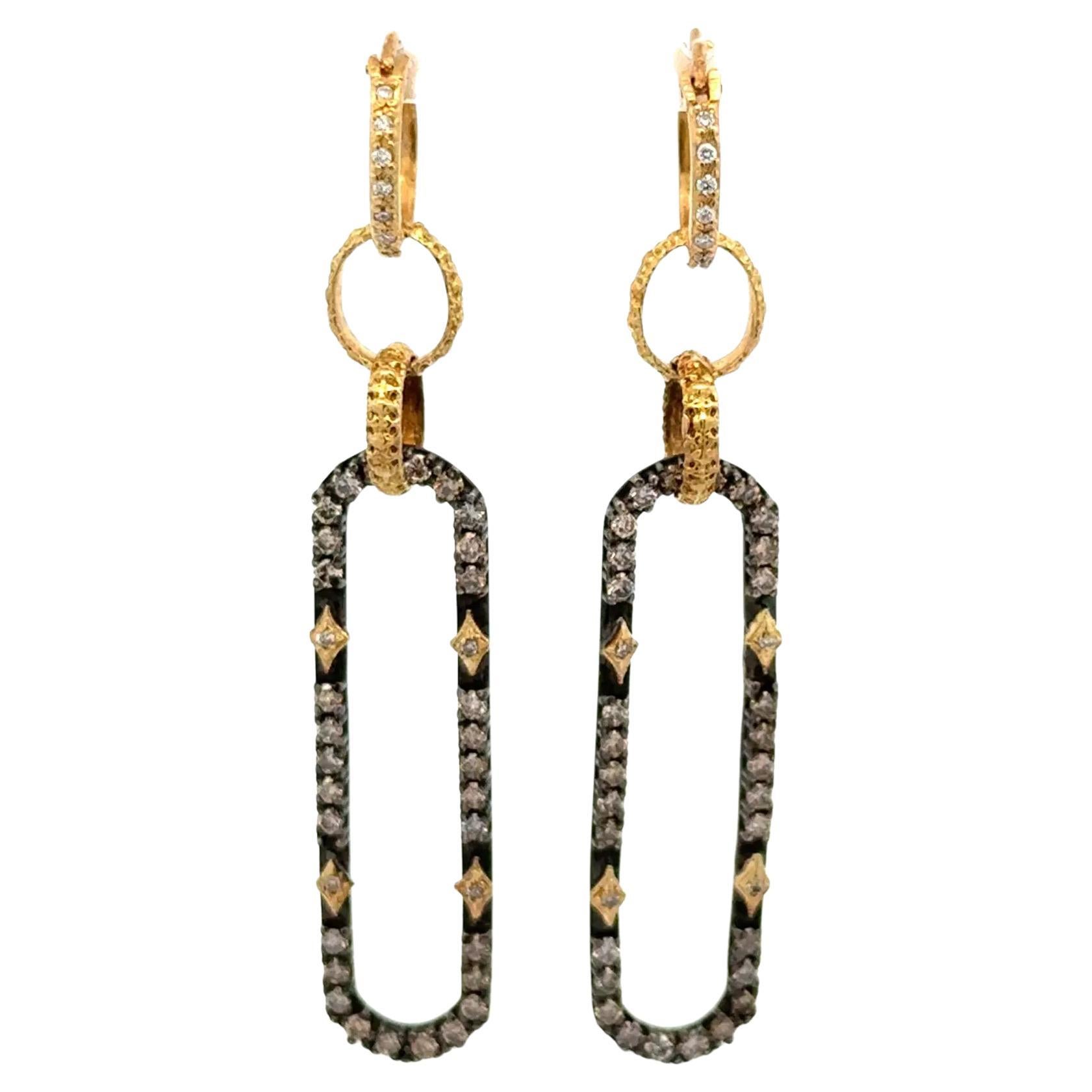 Vintage ARMENTA Designer RBC Diamant Silber und Gold Tropfen Ohrringe auf Creolen im Angebot