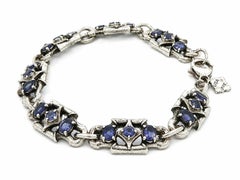 Vintage Armenta Silver Oval & Round Purple Iolite Link Bracelet
