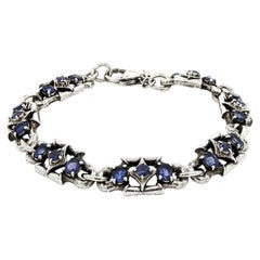 Vintage Armenta Silver Oval & Round Purple Iolite Link Bracelet