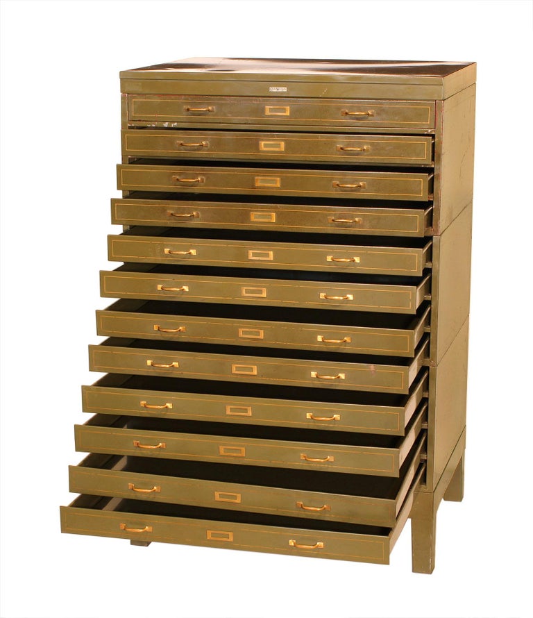 6 deep drawers Vintage Globe Wernicke file in military green