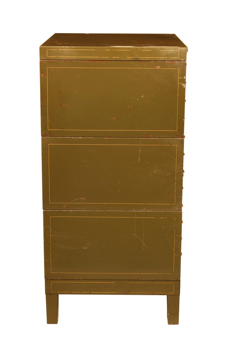 Vintage Army Green Steel Flat File Map And Blueprint Cabinet By
