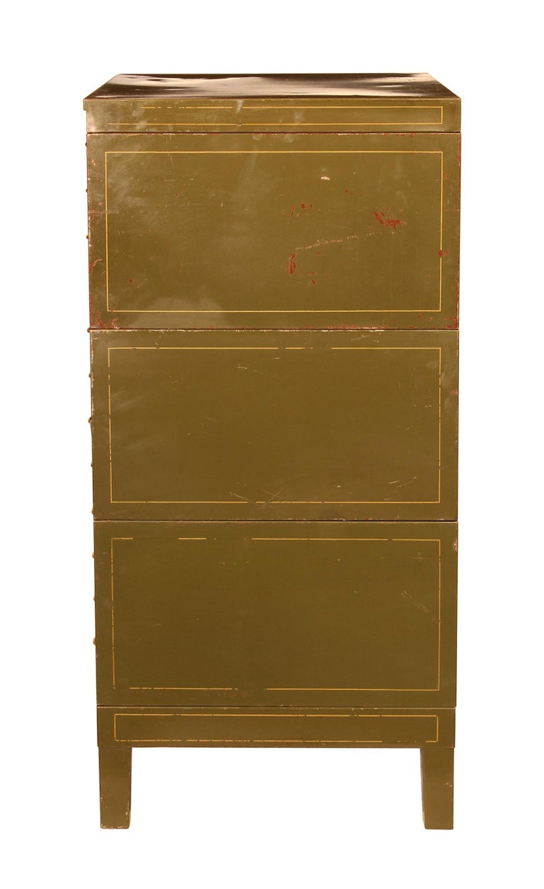 Vintage Army Green Steel Flat File Map And Blueprint Cabinet By