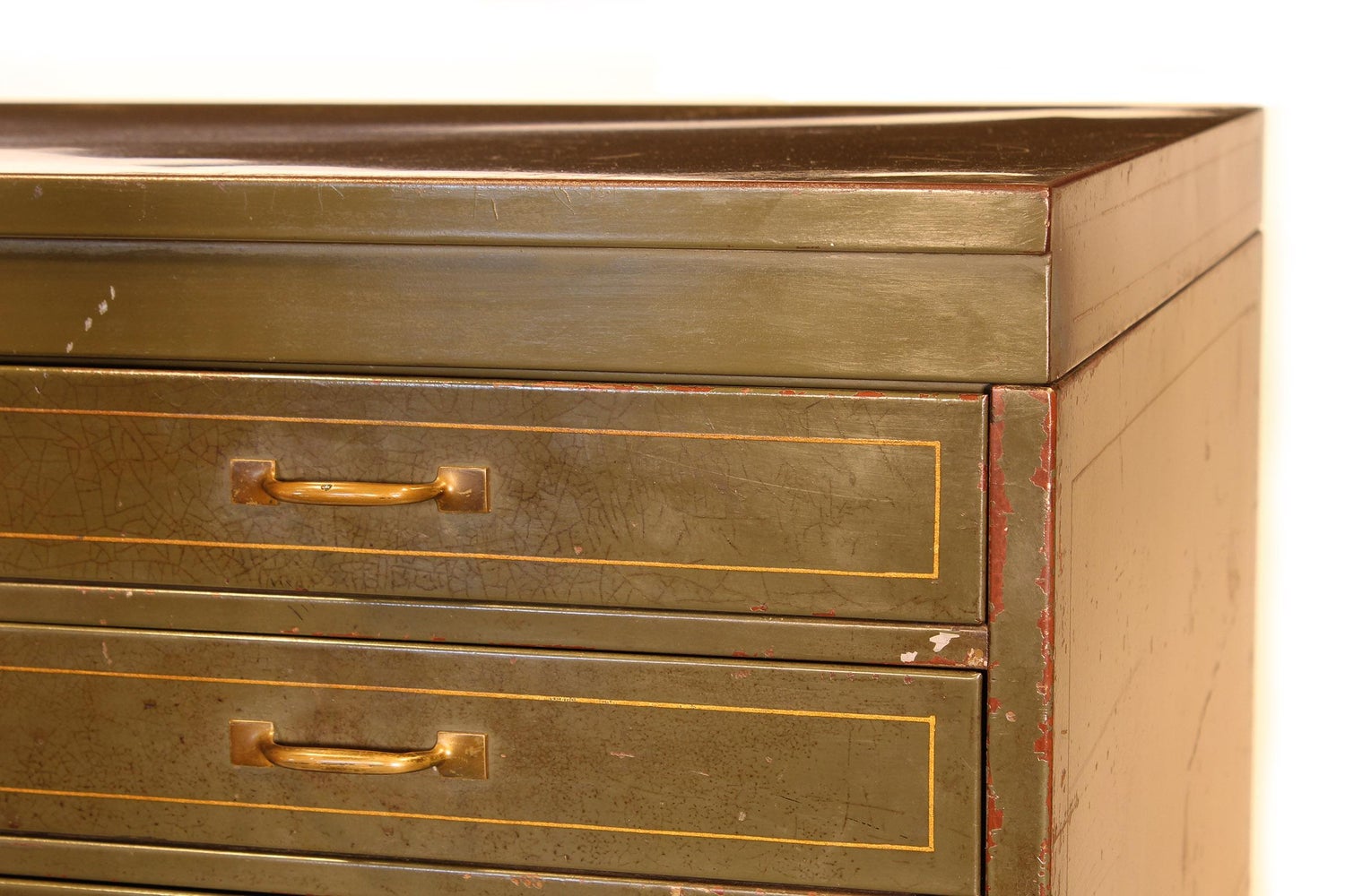 Vintage Army Green Steel Flat File Map And Blueprint Cabinet By