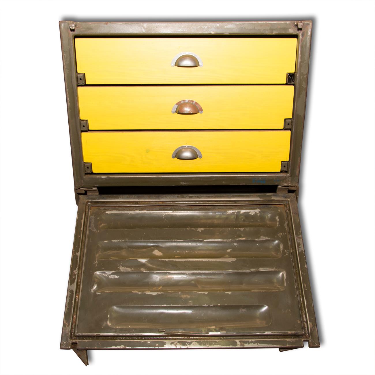 Vintage Army Metal Box, Chest of Drawers, 1950s In Good Condition In Prague 8, CZ