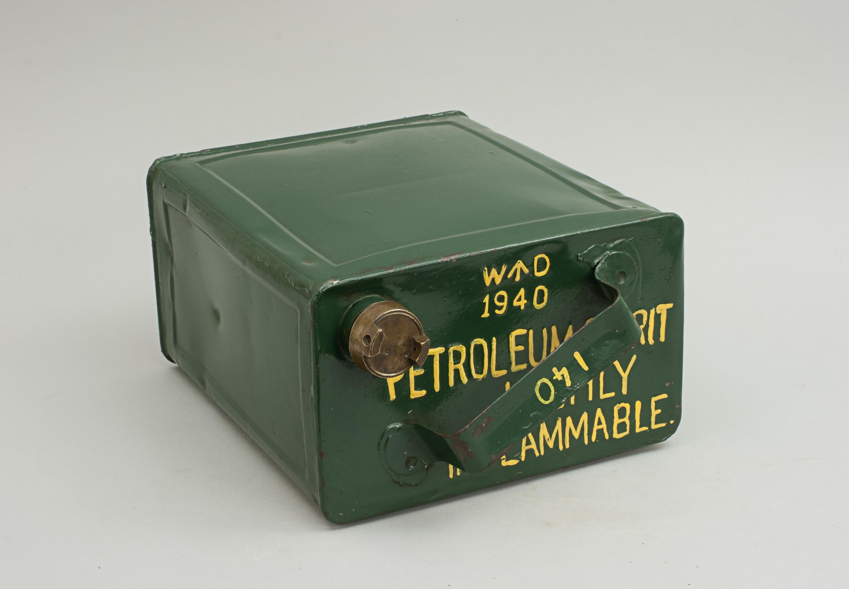 British Vintage Army Metal Petrol Can For Sale