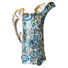 Vintage Arnart “Royal Paisley” Porcelain Miniature Pitcher, Blue White Gilt