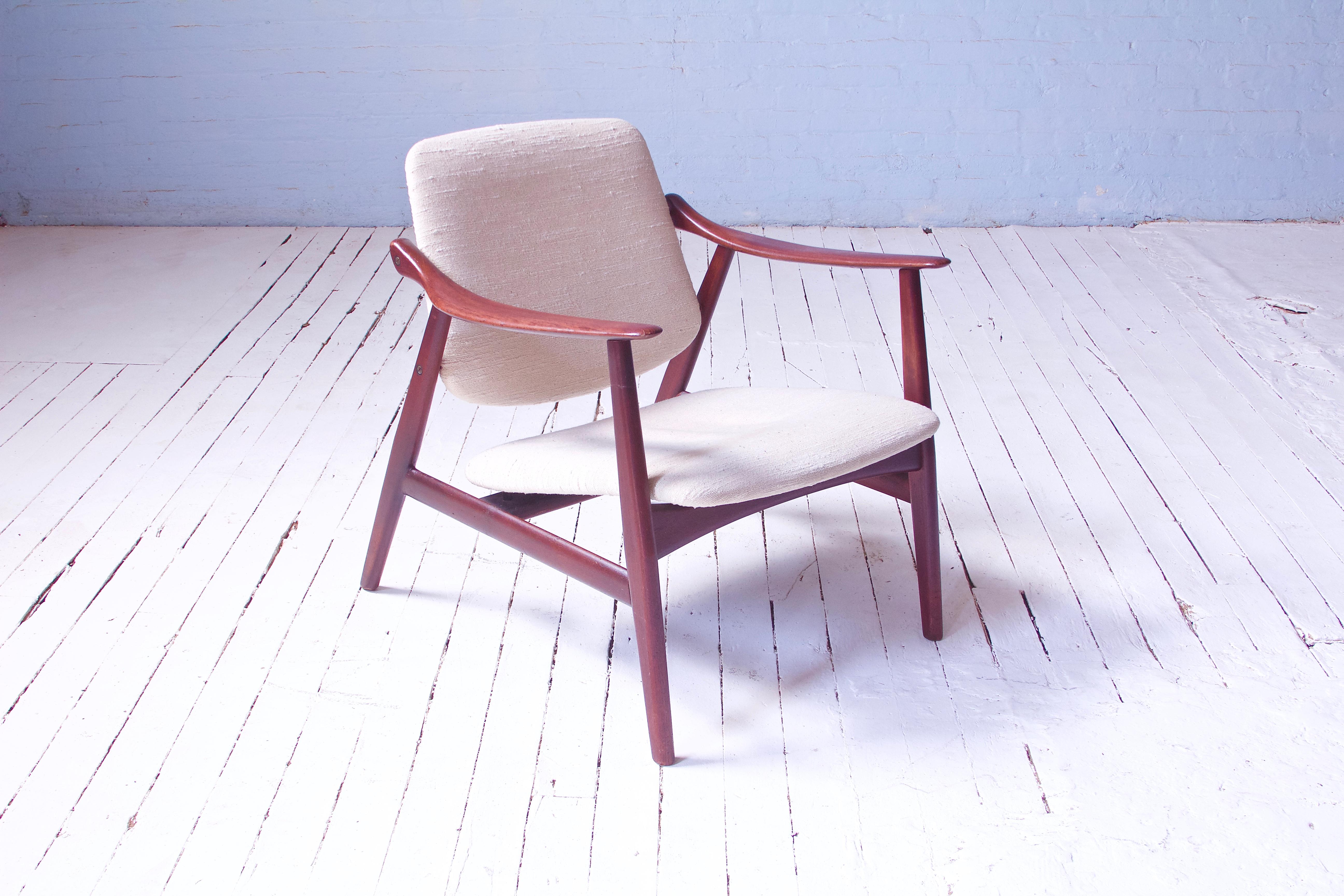Metalwork Vintage Arne Hovmand-Olsen for Mogens Kold Teak Lounge Chair-Denmark, 1960s For Sale