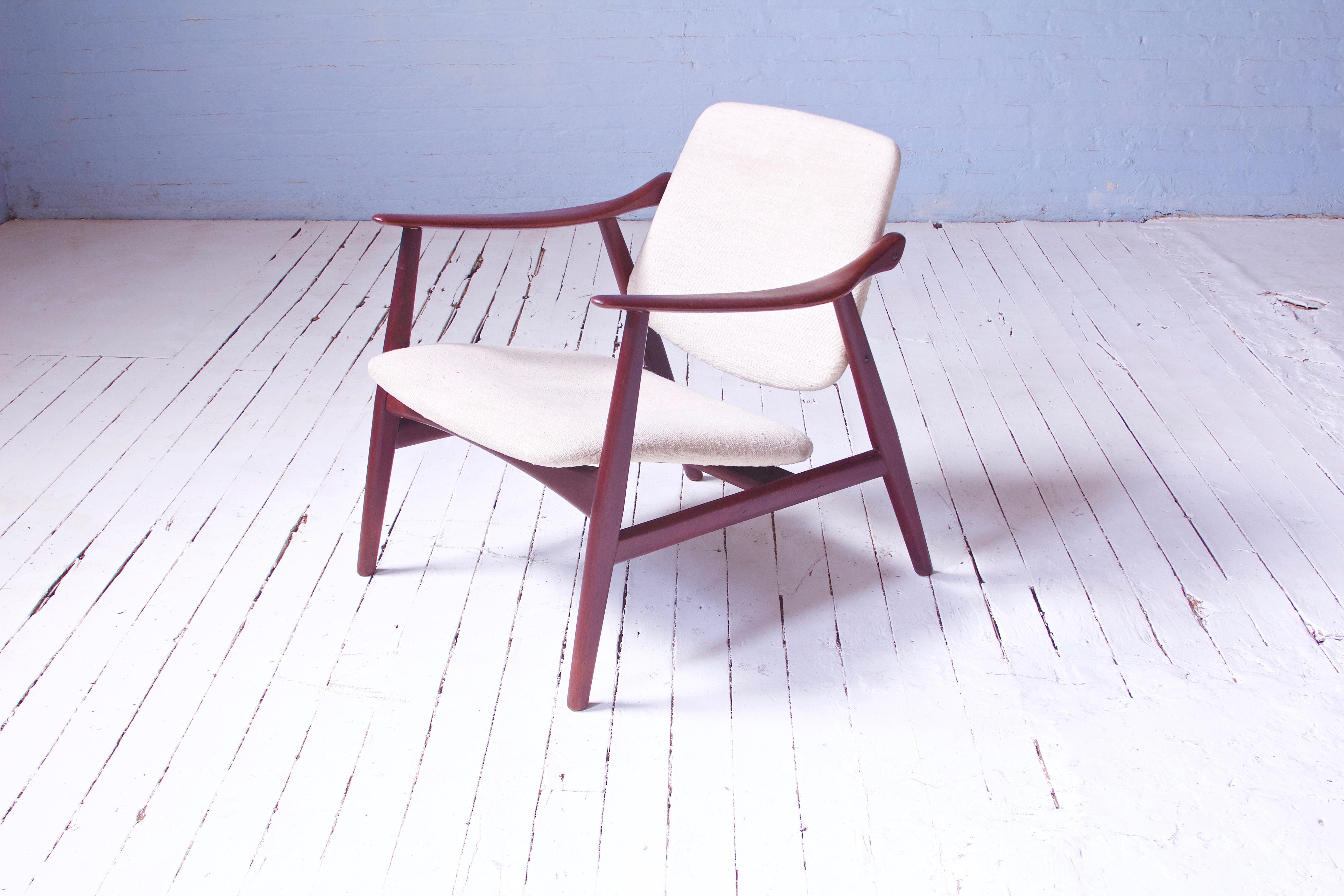 Vintage Arne Hovmand-Olsen for Mogens Kold Teak Lounge Chair-Denmark, 1960s In Good Condition For Sale In Brooklyn, NY