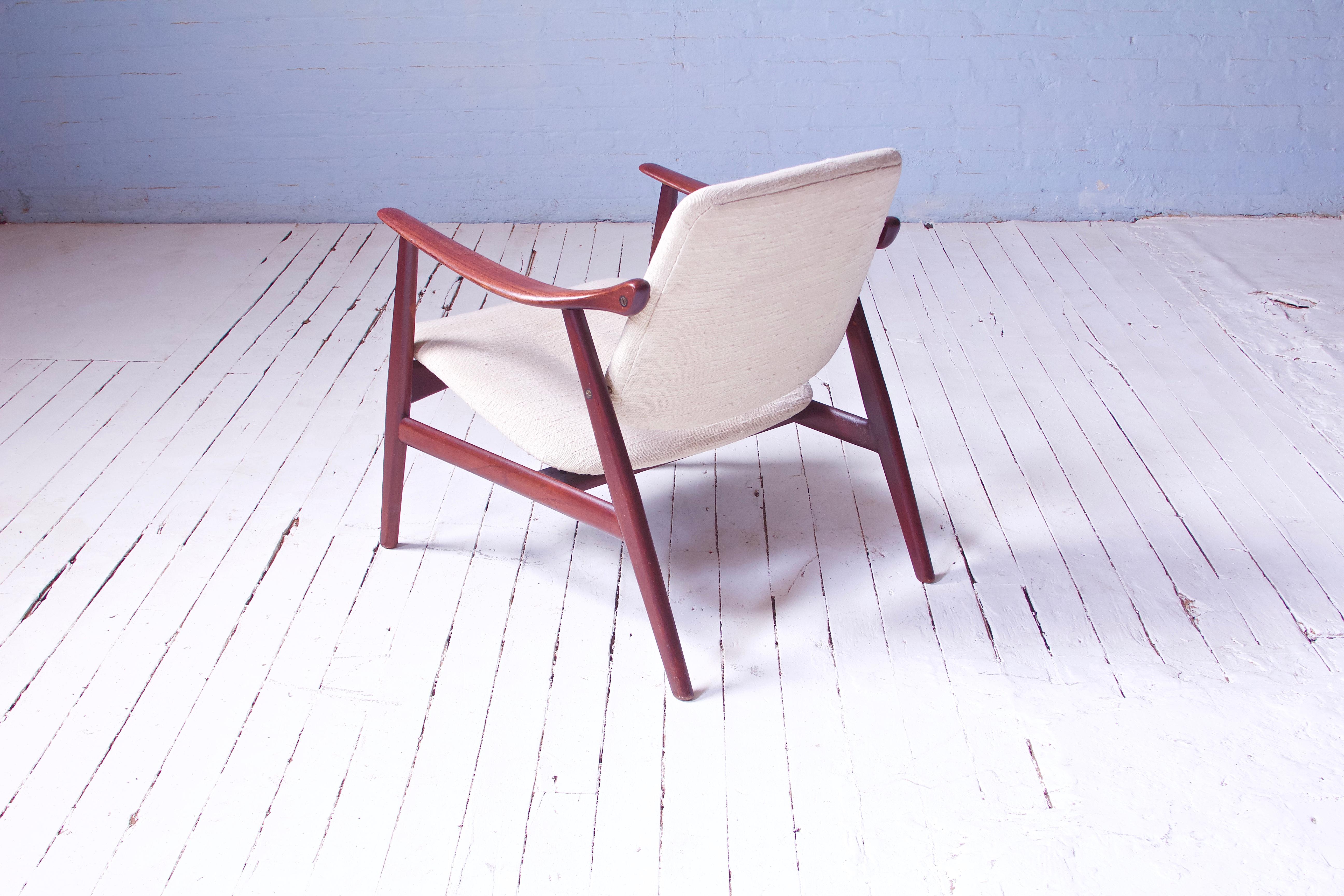 Brass Vintage Arne Hovmand-Olsen for Mogens Kold Teak Lounge Chair-Denmark, 1960s For Sale