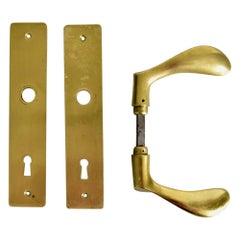 Vintage Arne Jacobsen Brass Door Handle Set AJ97 with Cover Plate, Denmark