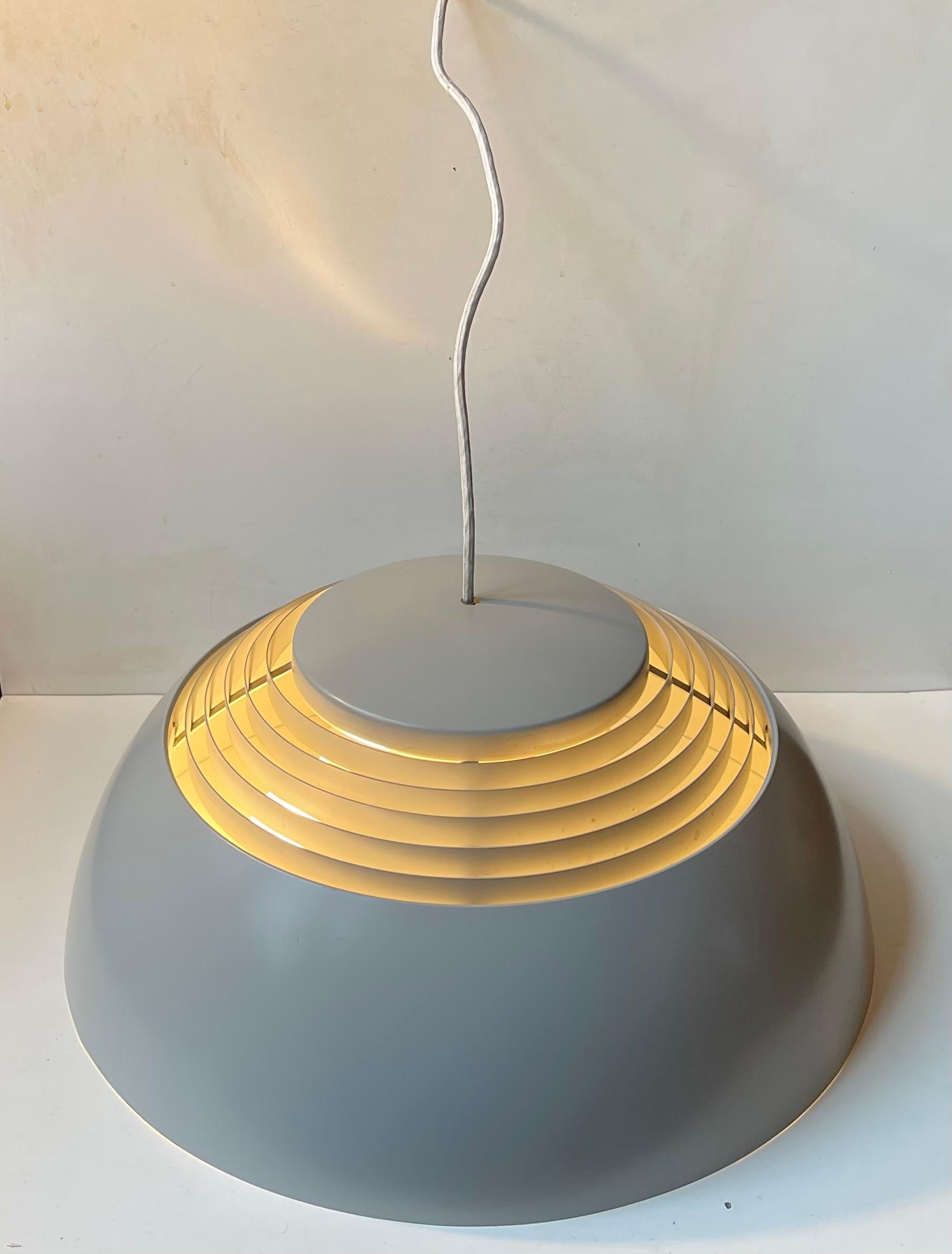 Powder-Coated Vintage Arne Jacobsen Grey SAS Royal Ceiling Lamp for Louis Poulsen, 1960s For Sale