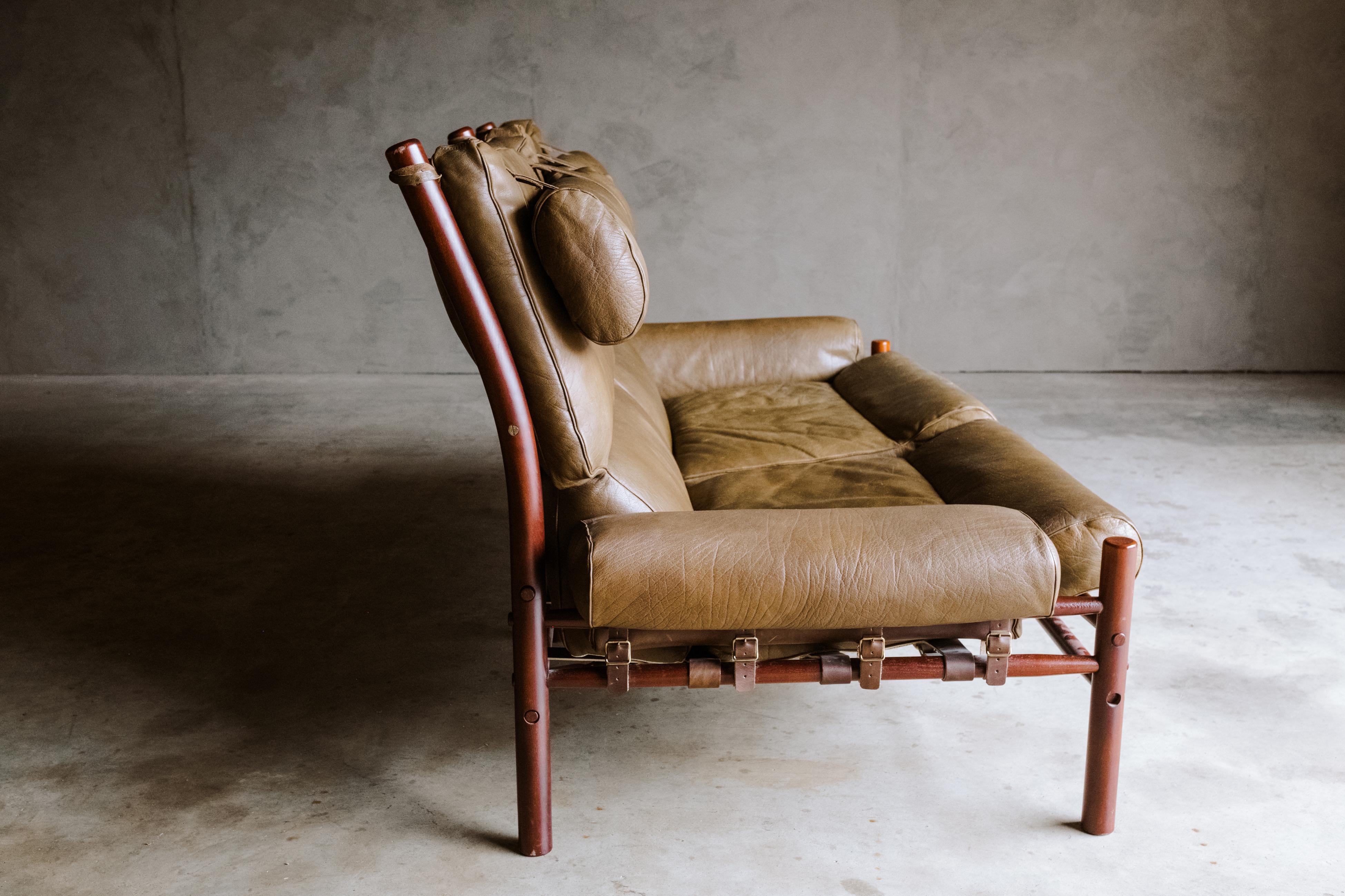 Vintage Arne Norell Leather Sofa Model Inca, Circa 1970 In Good Condition In Nashville, TN