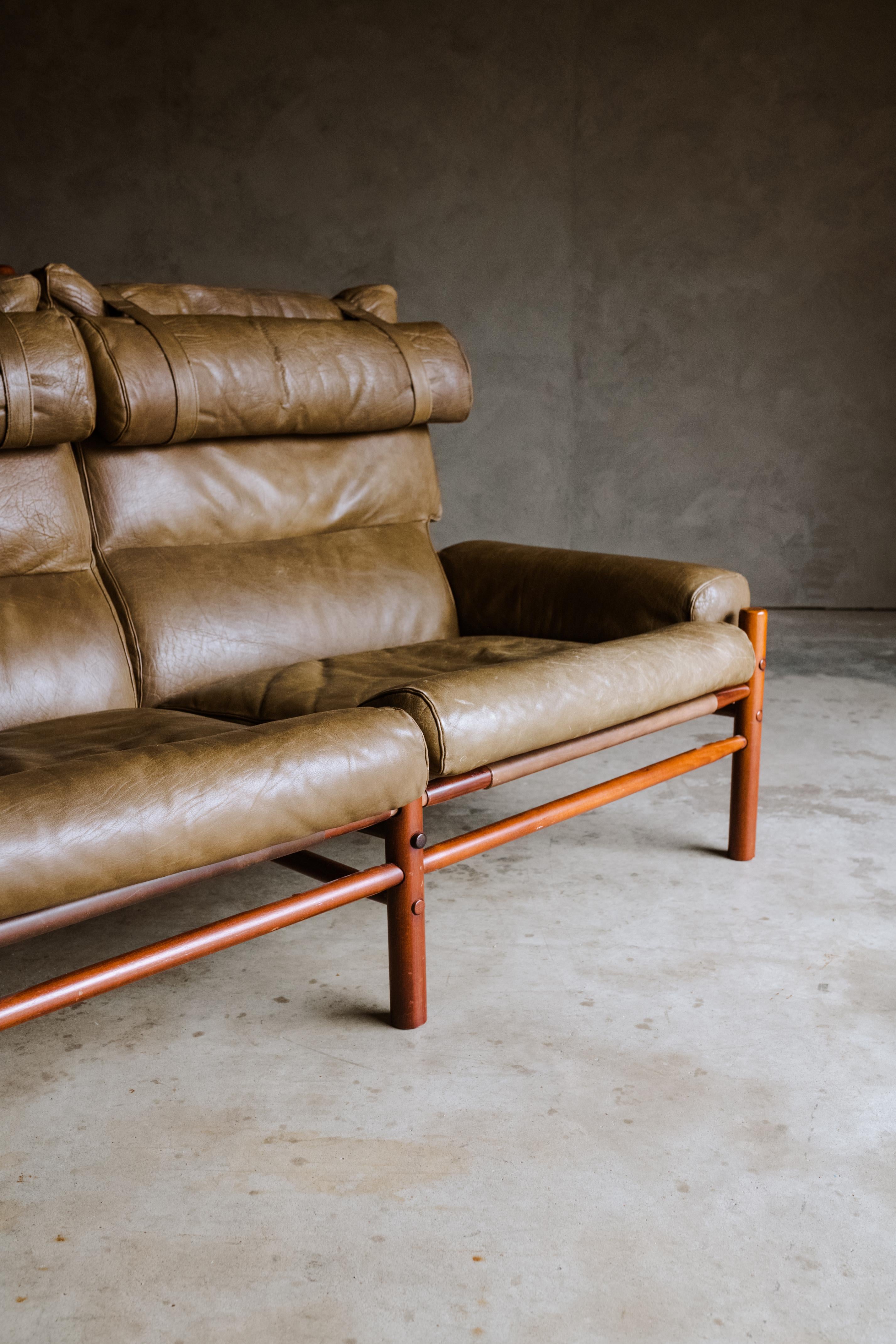 Vintage Arne Norell Leather Sofa Model Inca, Circa 1970 1
