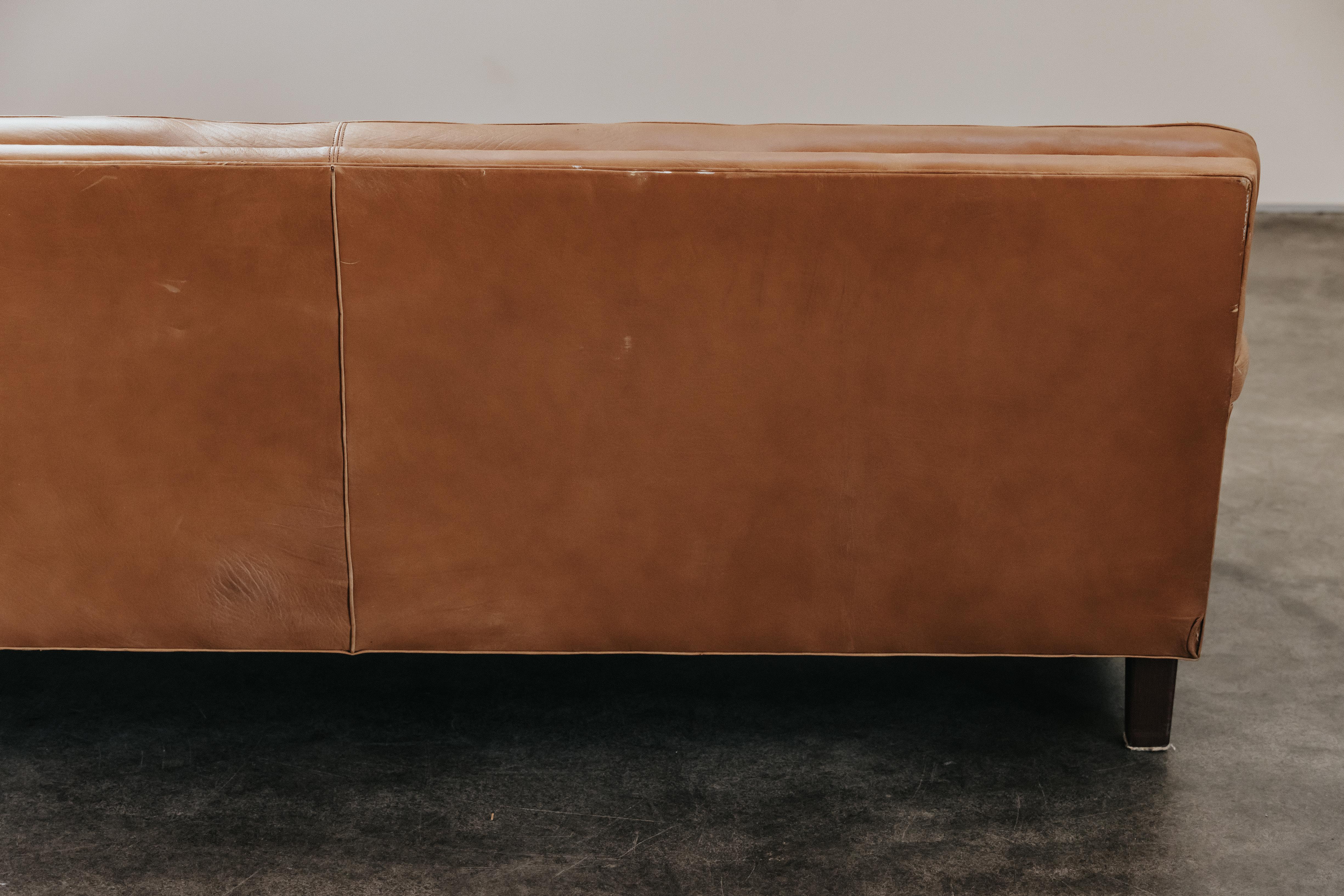 Vintage Arne Norell Leather Sofa, Model Merker, From Sweden Circa 1970 In Good Condition For Sale In Nashville, TN