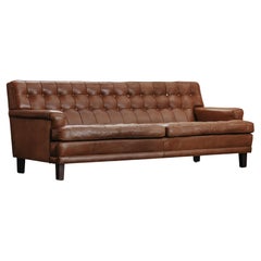 Retro Arne Norell Leather Sofa, Model Merker, From Sweden Circa 1970