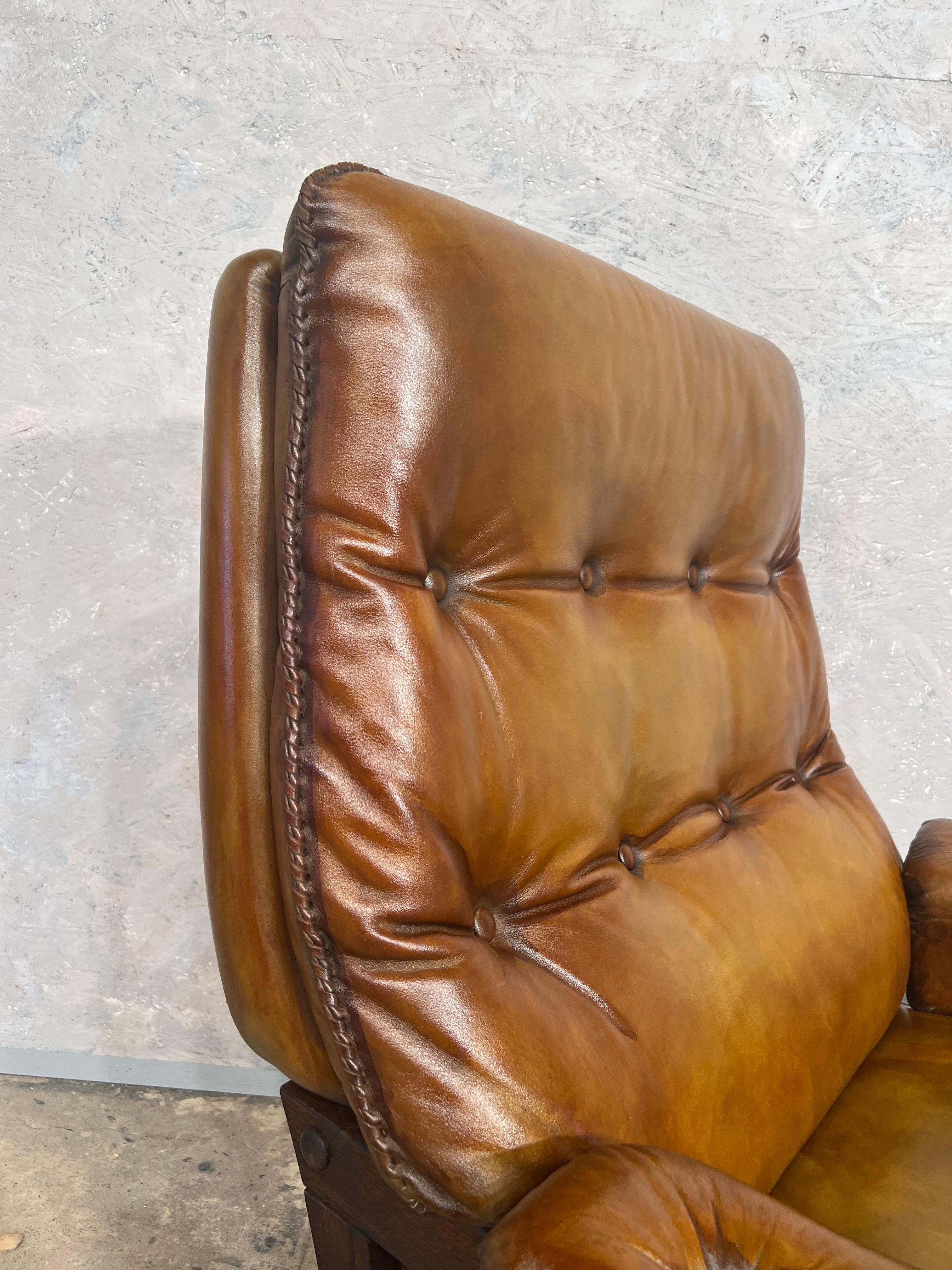 Vintage Arne Norell Leather Swivel Chair Hand dyed Tan #460 For Sale 1