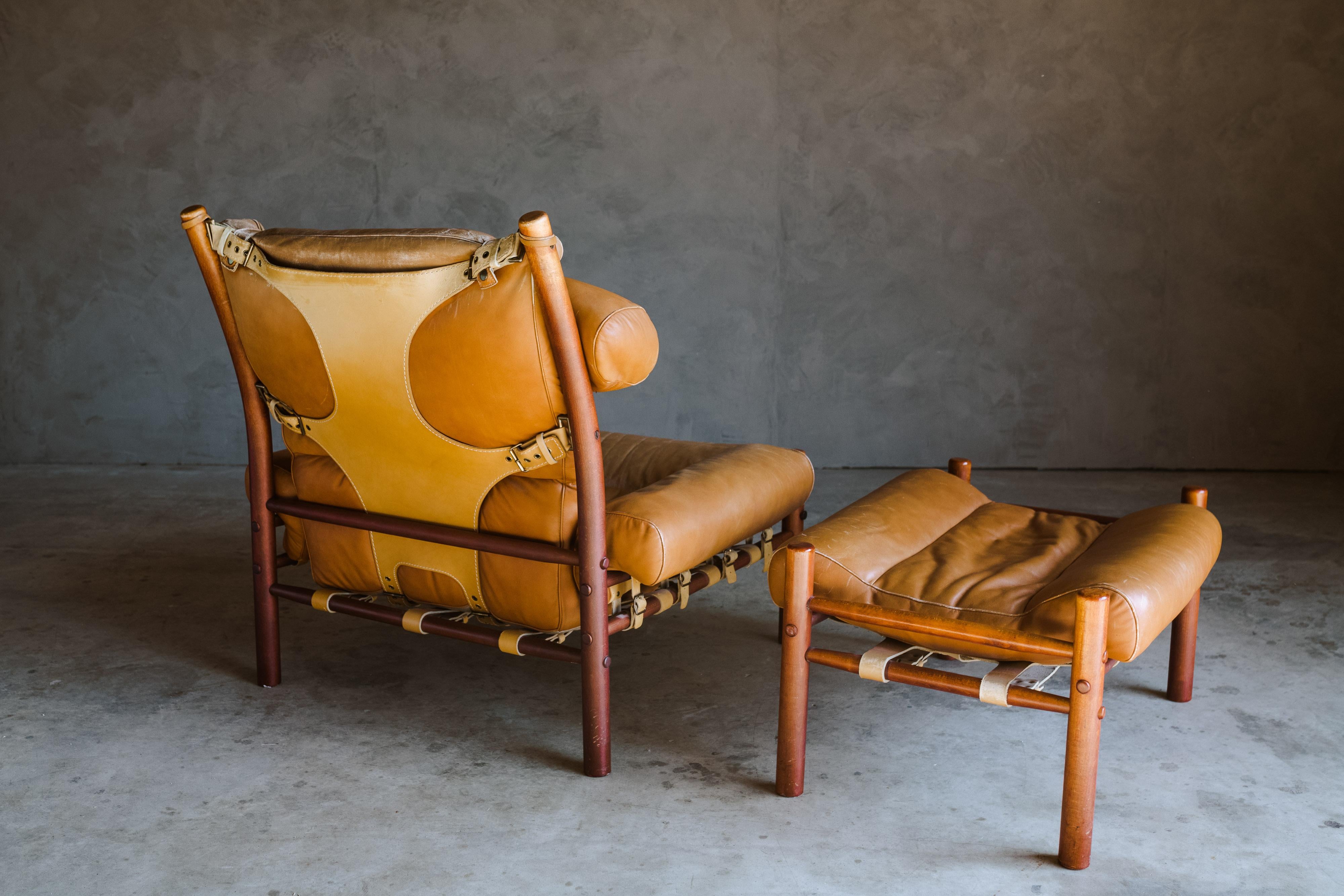 Vintage Arne Norell Lounge Chair and Ottoman, Model Inca, circa 1960 In Good Condition In Nashville, TN