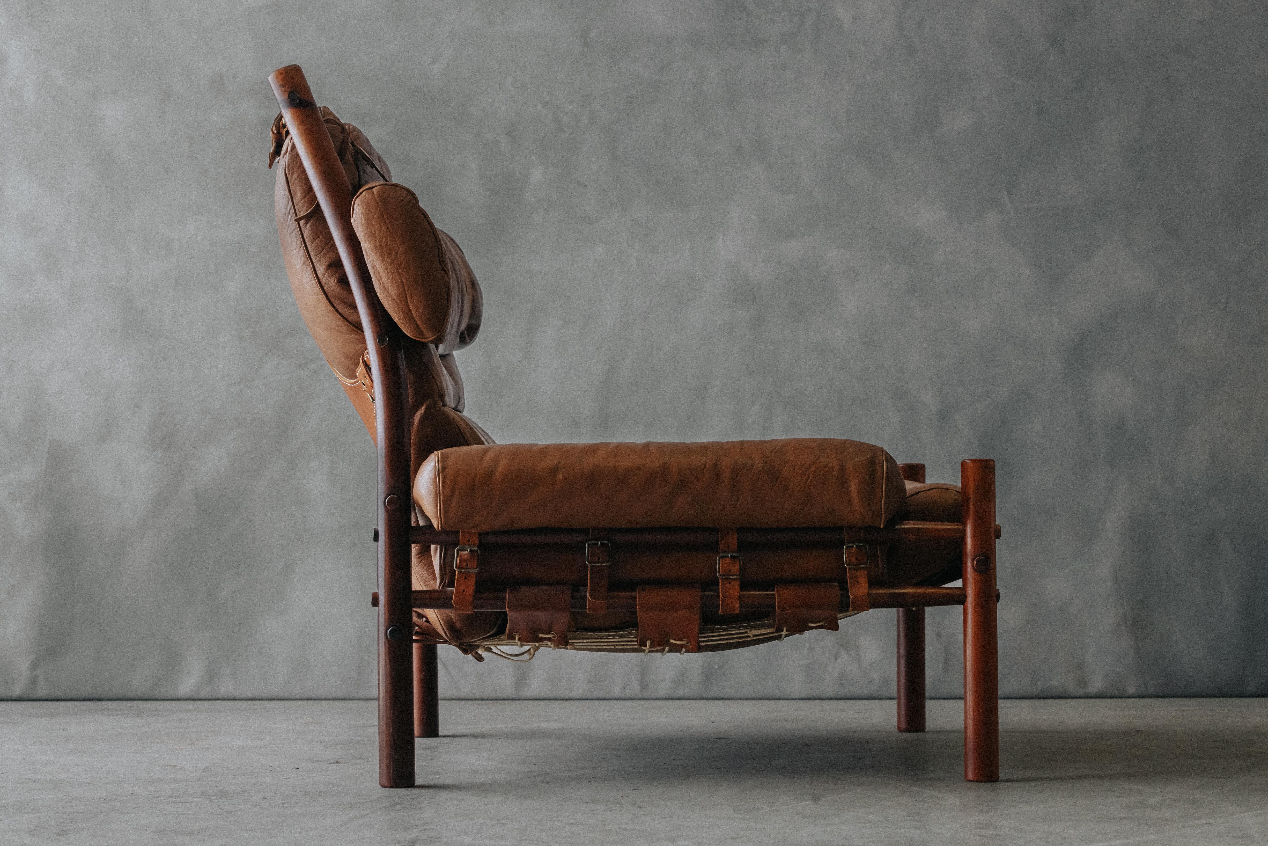 Leather Vintage Arne Norell Lounge Chair, Model Inca, From Sweden, Circa 1970