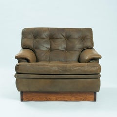 vintage Arne Norell Merkur buffalo leather easychair, Sweden, 1960s