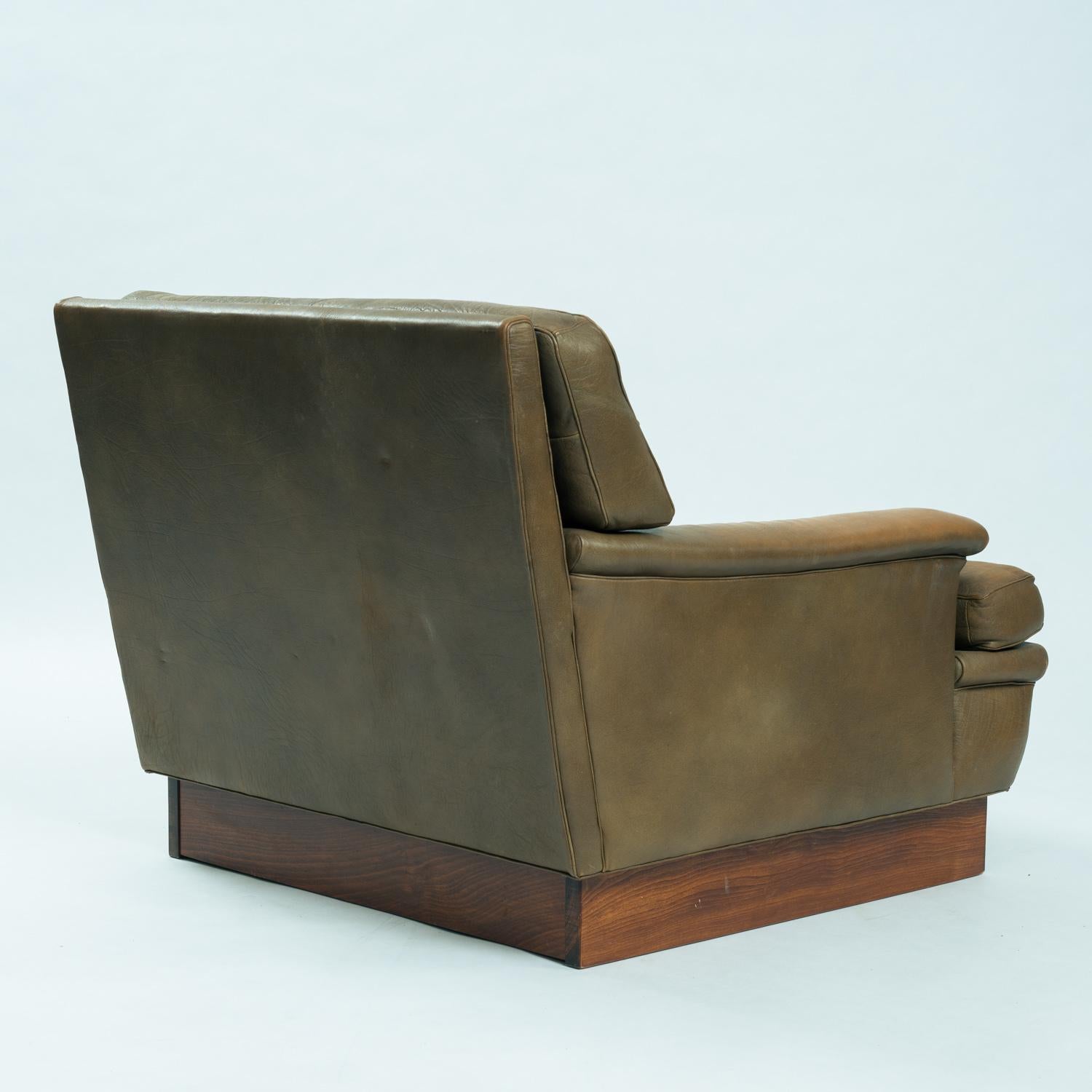 vintage Arne Norell Merkur buffalo leather easychair, Sweden, 1960s In Good Condition For Sale In Zevenaar, NL