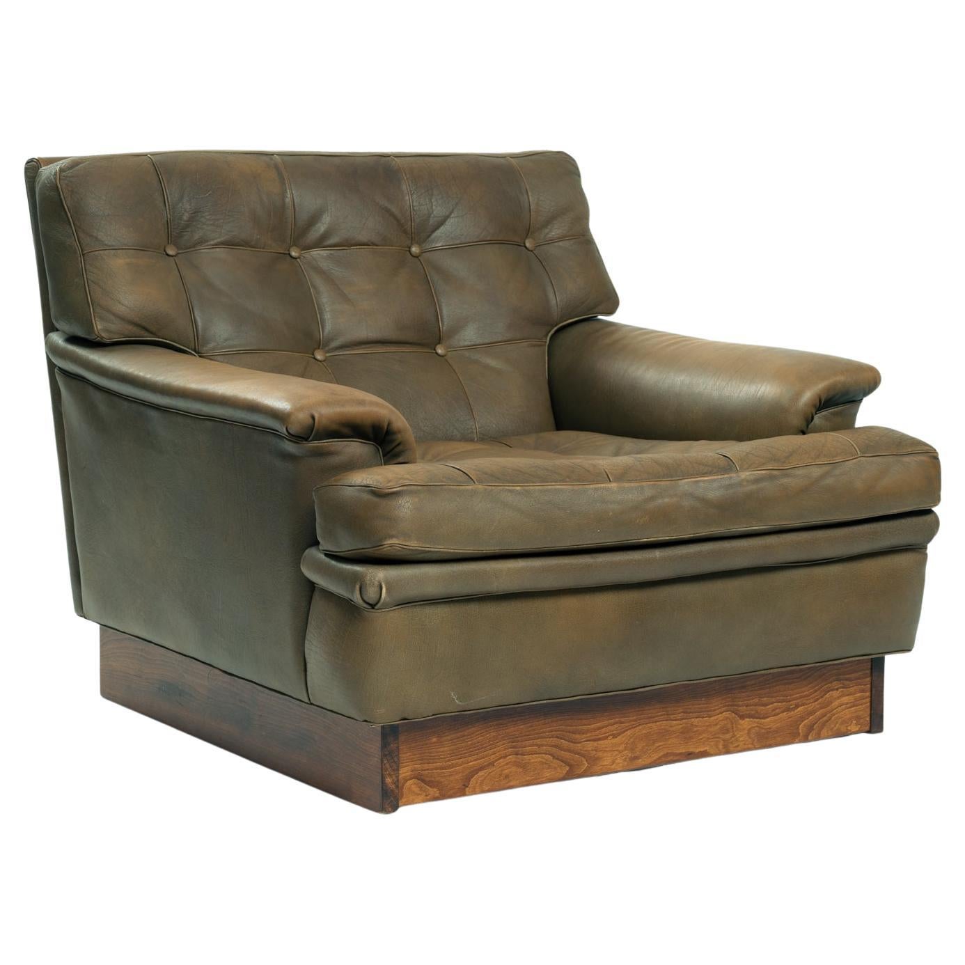 vintage Arne Norell Merkur buffalo leather easychair, Sweden, 1960s