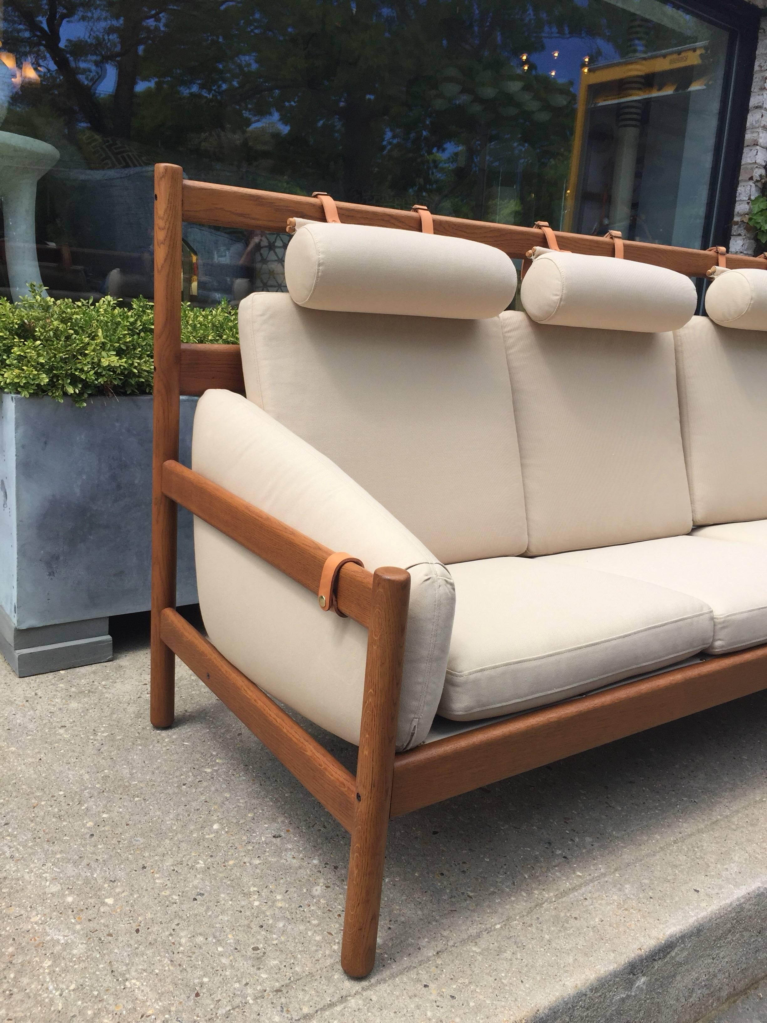 Scandinavian Modern Vintage Arne Norell Teak Sofa with Leather Straps