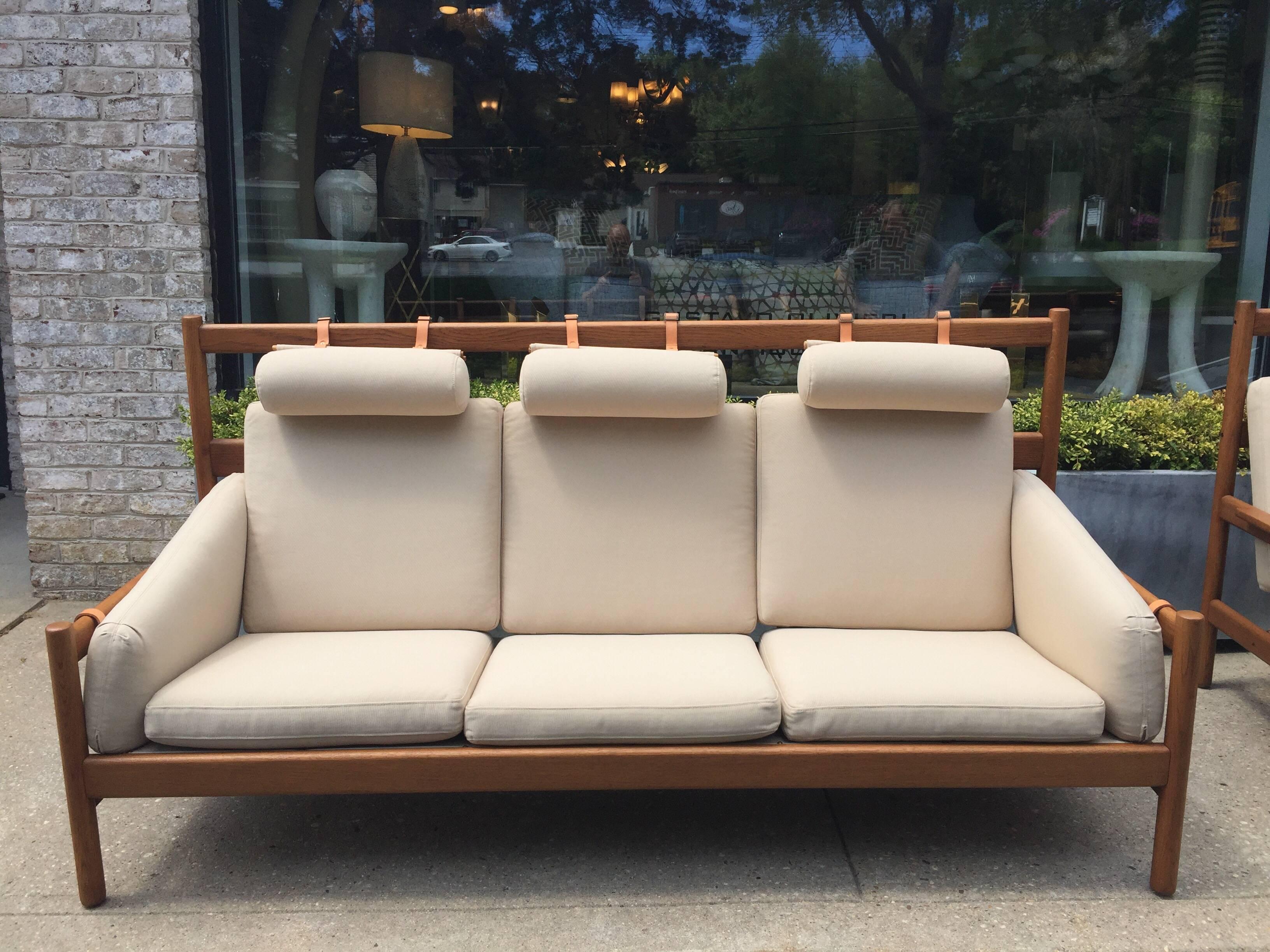 Swedish Vintage Arne Norell Teak Sofa with Leather Straps