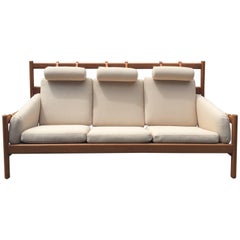 Vintage Arne Norell Teak Sofa with Leather Straps