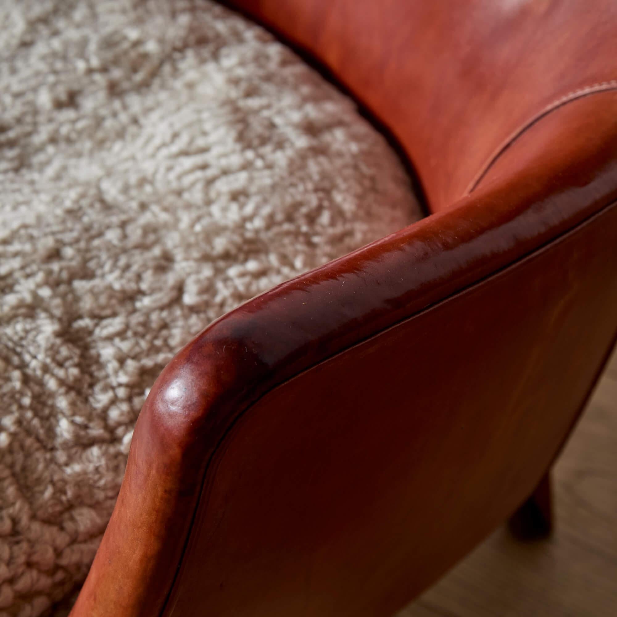 Vintage Arne Vodder AV 53 Loungesessel in Original Leder im Angebot 2