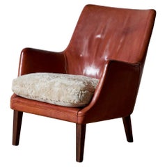 Vintage Arne Vodder AV 53 Lounge Chair in Original Leather