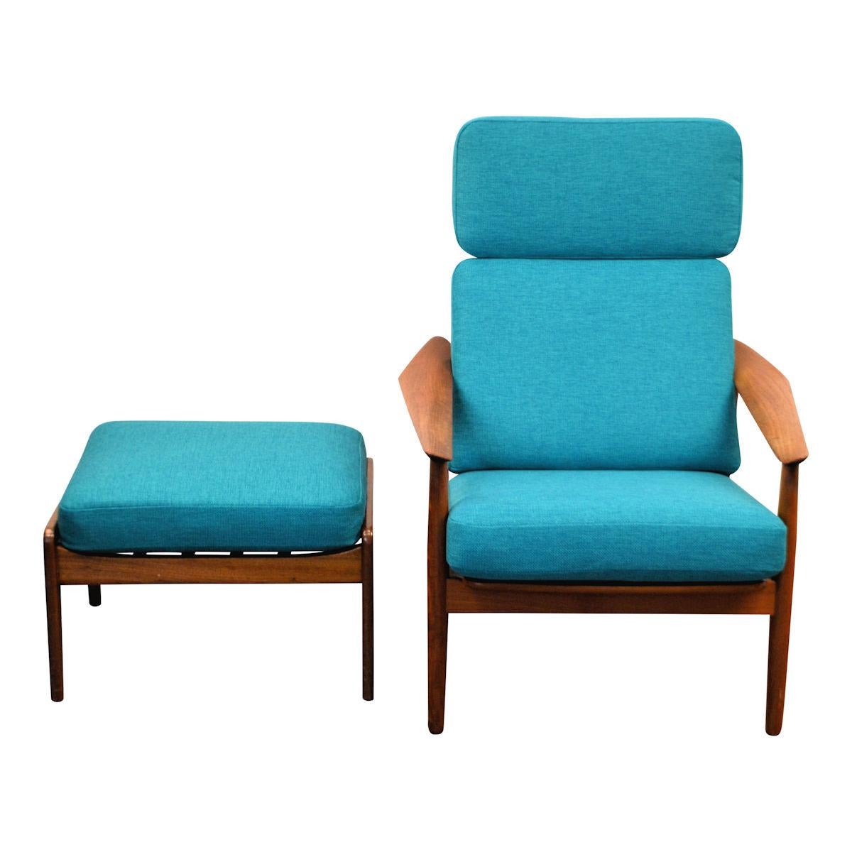 Vintage Arne Vodder Fd-164 Teak Lounge Chair and Ottoman For Sale 4