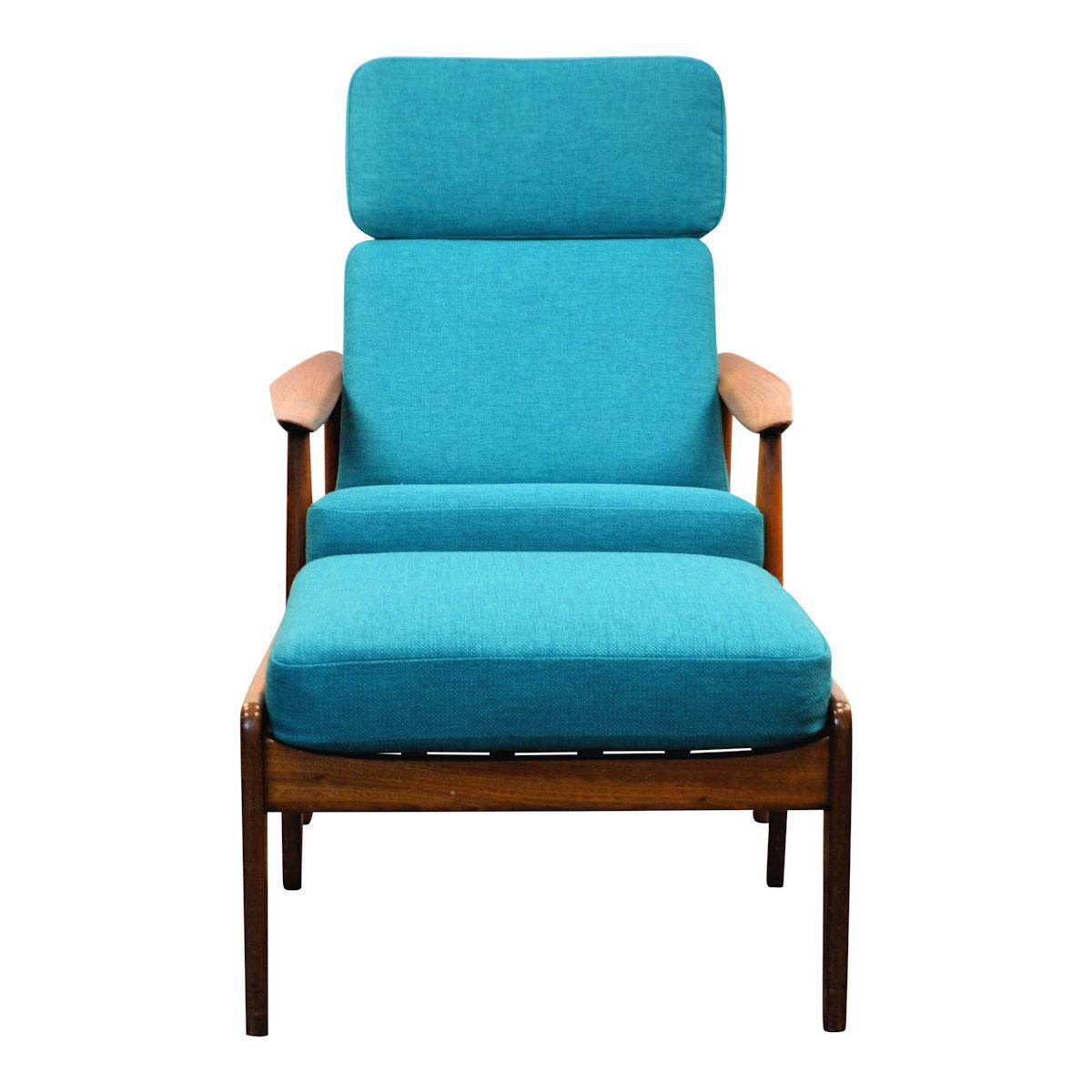 Vintage Arne Vodder Fd-164 Teak Lounge Chair and Ottoman For Sale 4