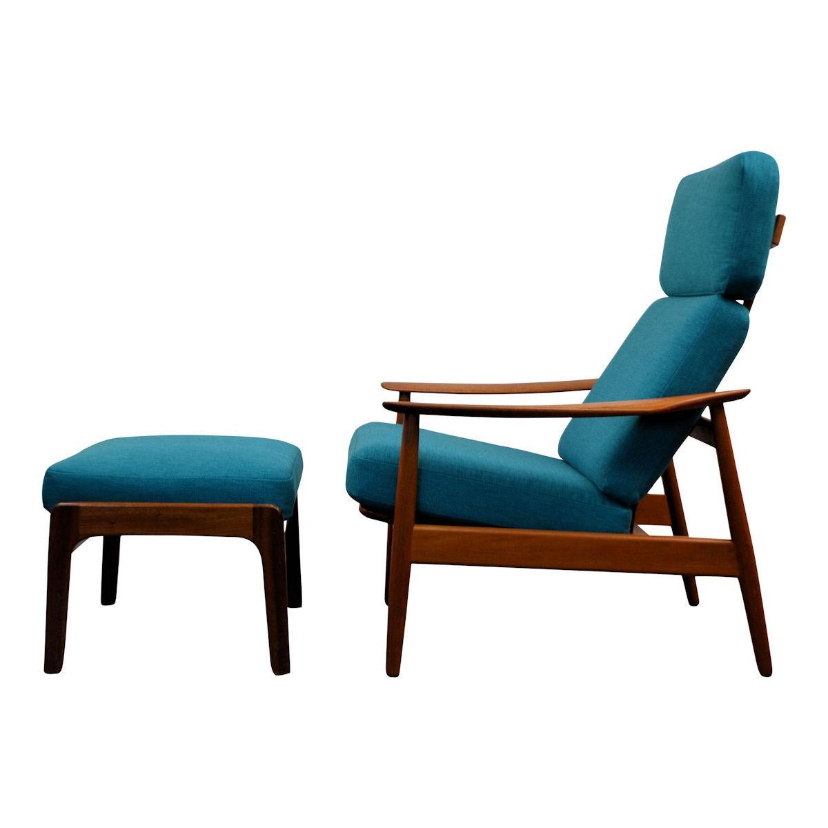 Vintage Arne Vodder Fd-164 Teak Lounge Chair and Ottoman For Sale 6