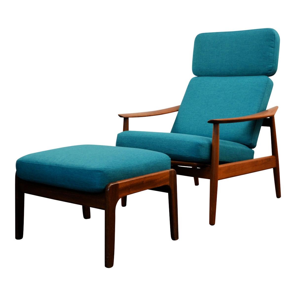Vintage Arne Vodder Fd-164 Teak Lounge Chair and Ottoman For Sale 7