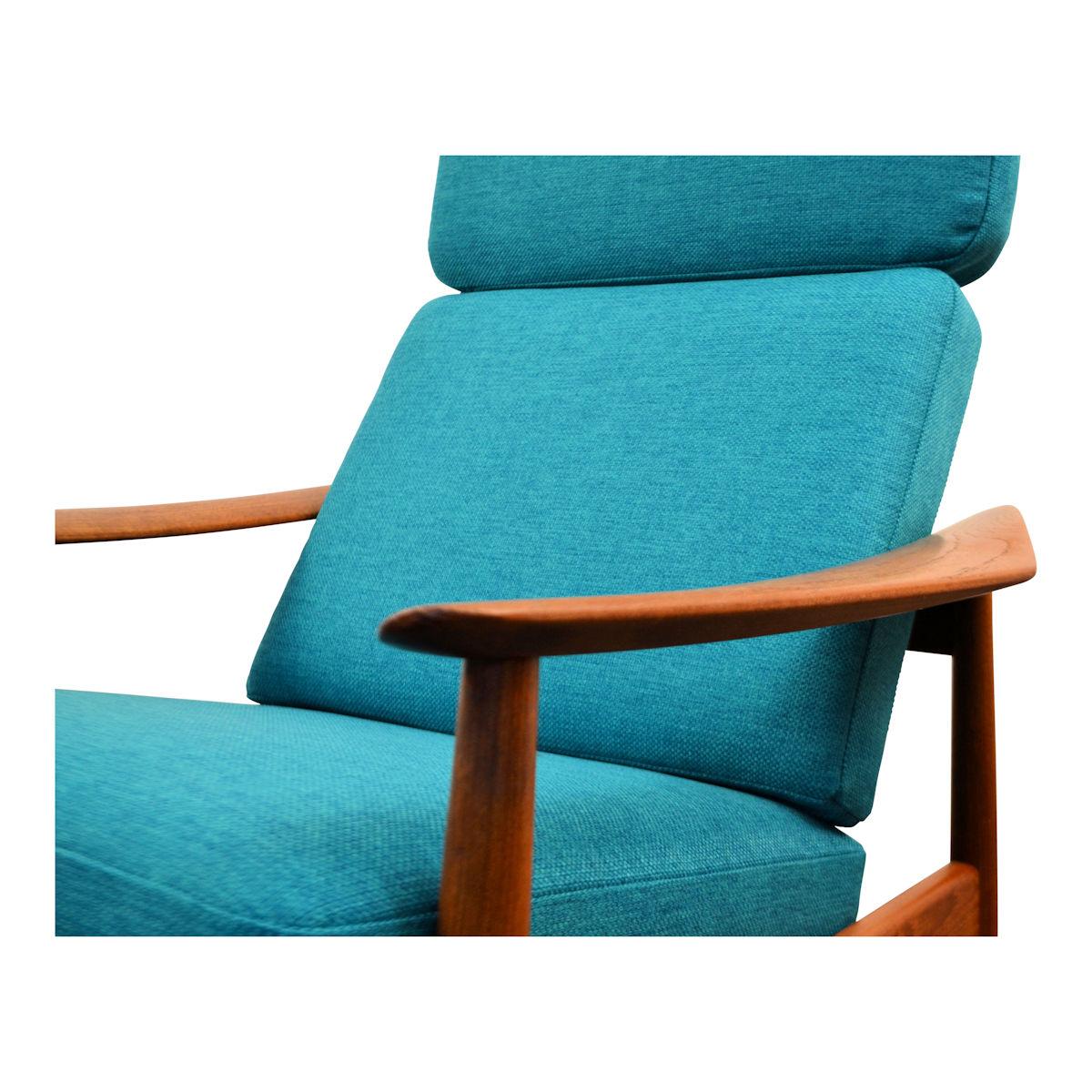 Mid-Century Modern Vintage Arne Vodder Fd-164 Teak Lounge Chair and Ottoman For Sale