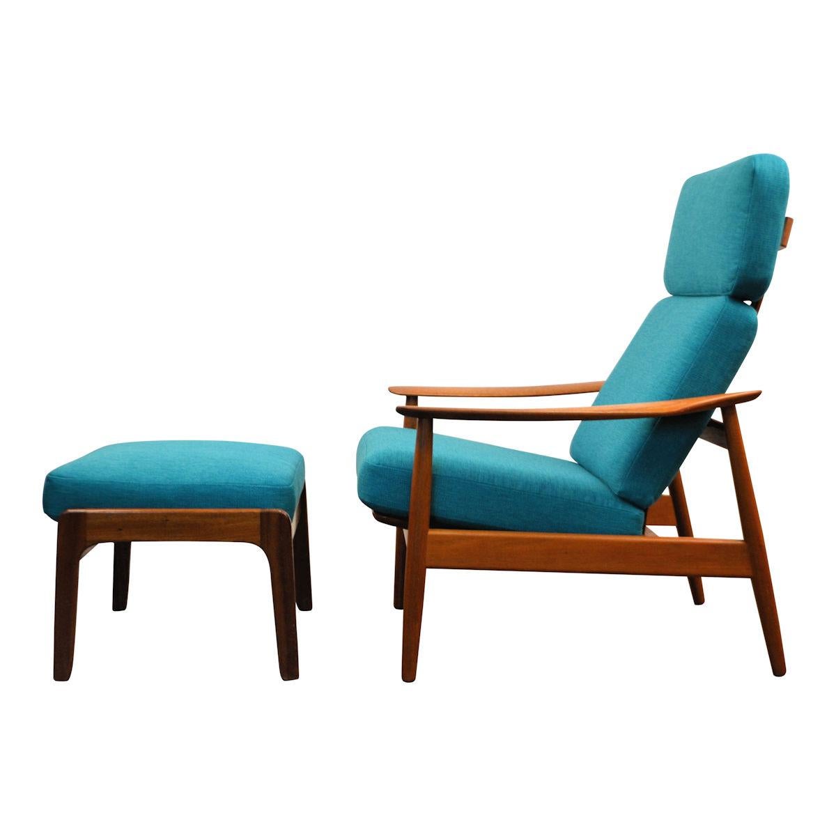 Vintage Arne Vodder Fd-164 Teak Lounge Chair and Ottoman For Sale 1