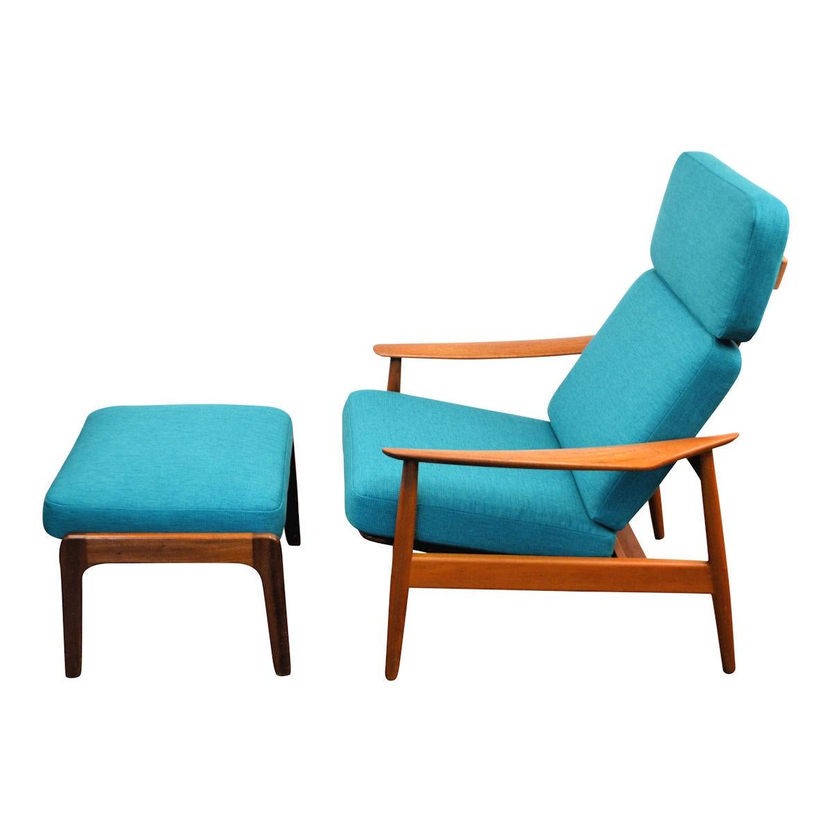 Vintage Arne Vodder Fd-164 Teak Lounge Chair and Ottoman For Sale 2