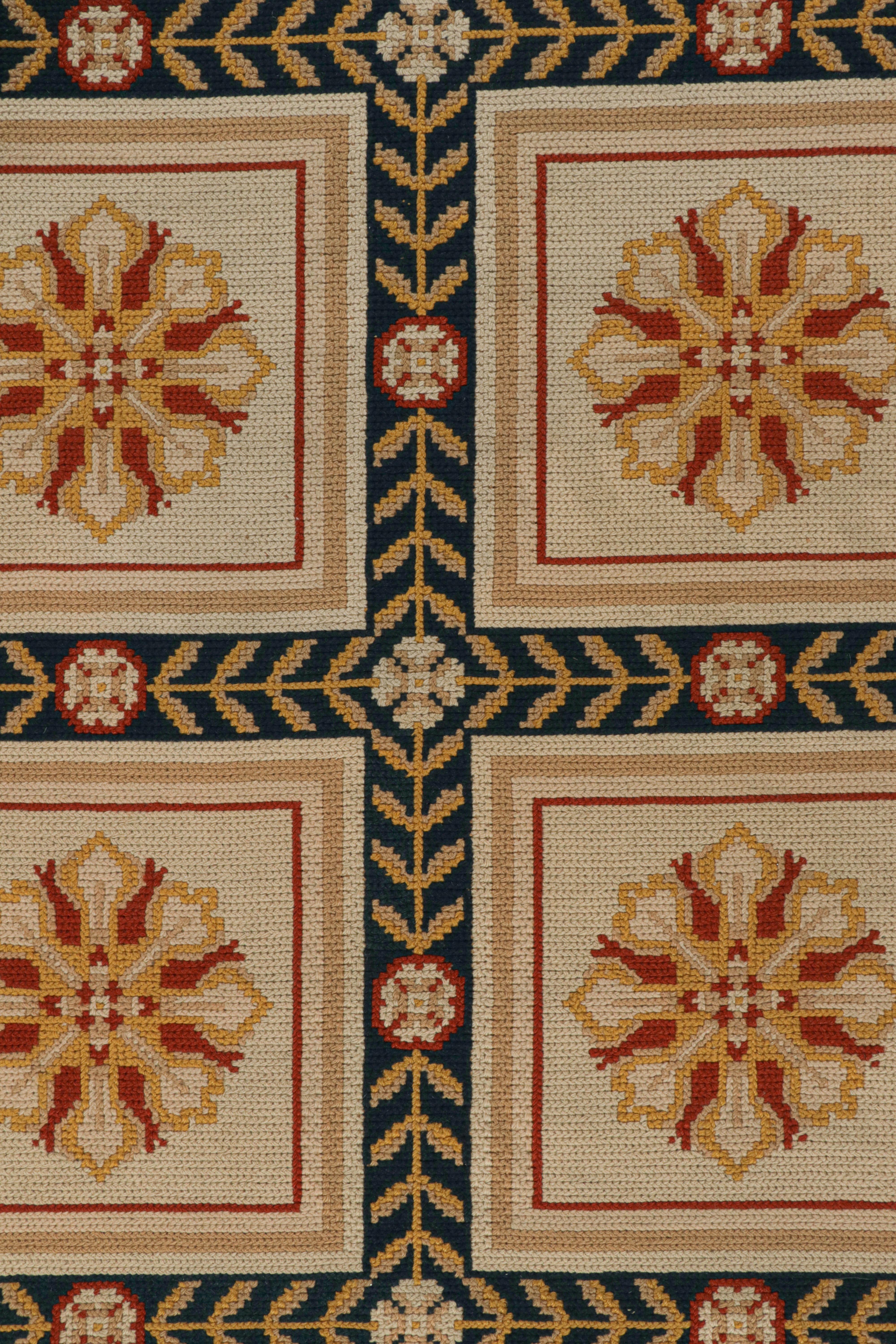 Mid-20th Century Vintage Arraiolos Needlepoint runners in Beige, Red and Gold Floral Medallions For Sale