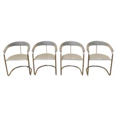 Canasta Freitragende moderne italienische Vintage-Stühle aus grauem Leder von Arrben - 4