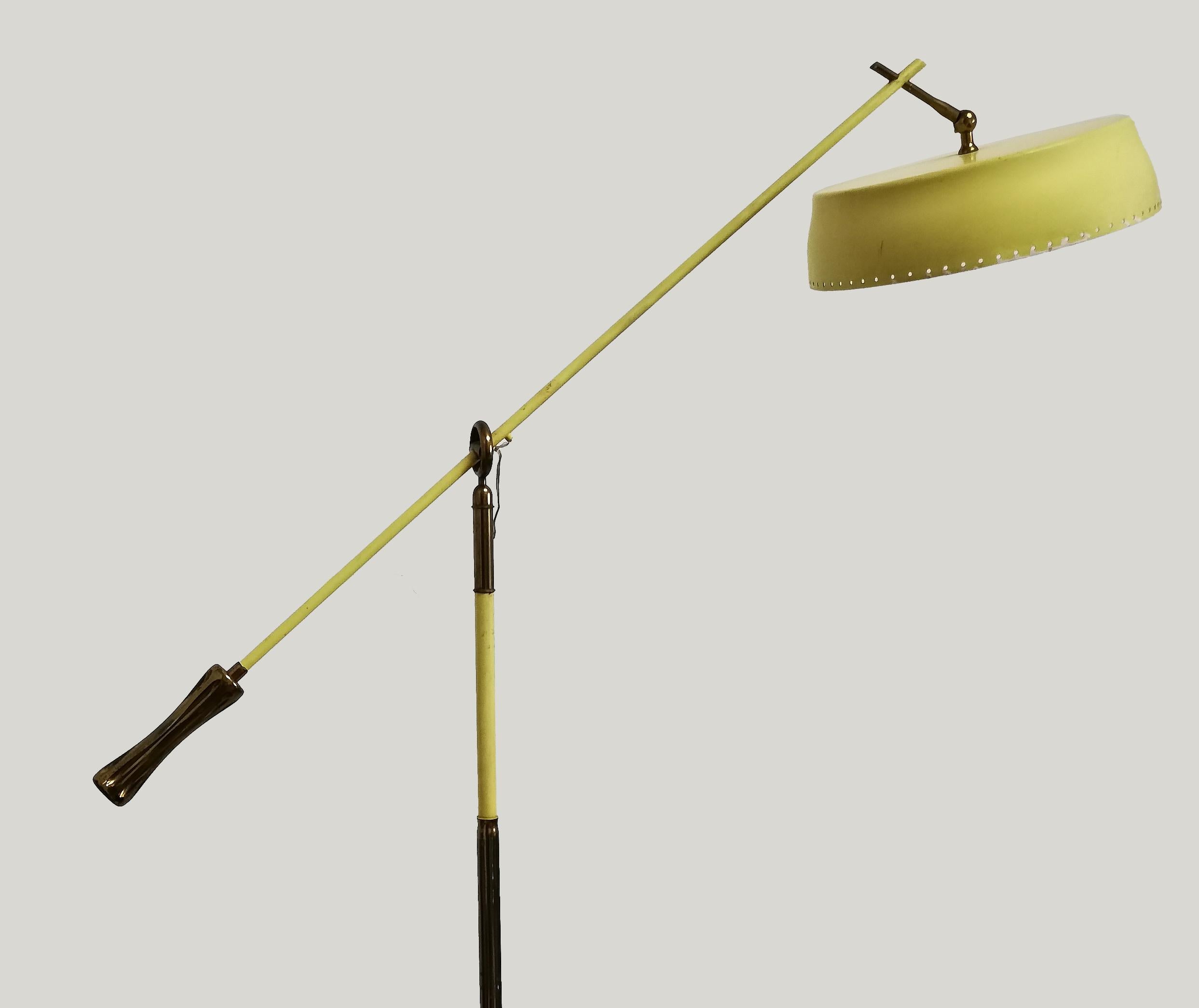 Enameled Vintage Arredoluce Yellow Lamp, by Angelo Lelli, Italy, circa 1952 For Sale