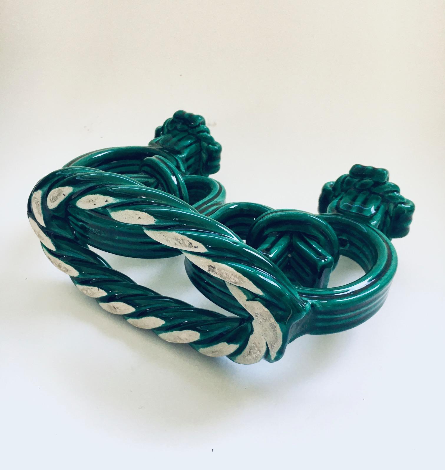 Portacandele d'epoca in ceramica d'arte verde intrecciata di Vallauris, Francia, anni '50 in vendita 1