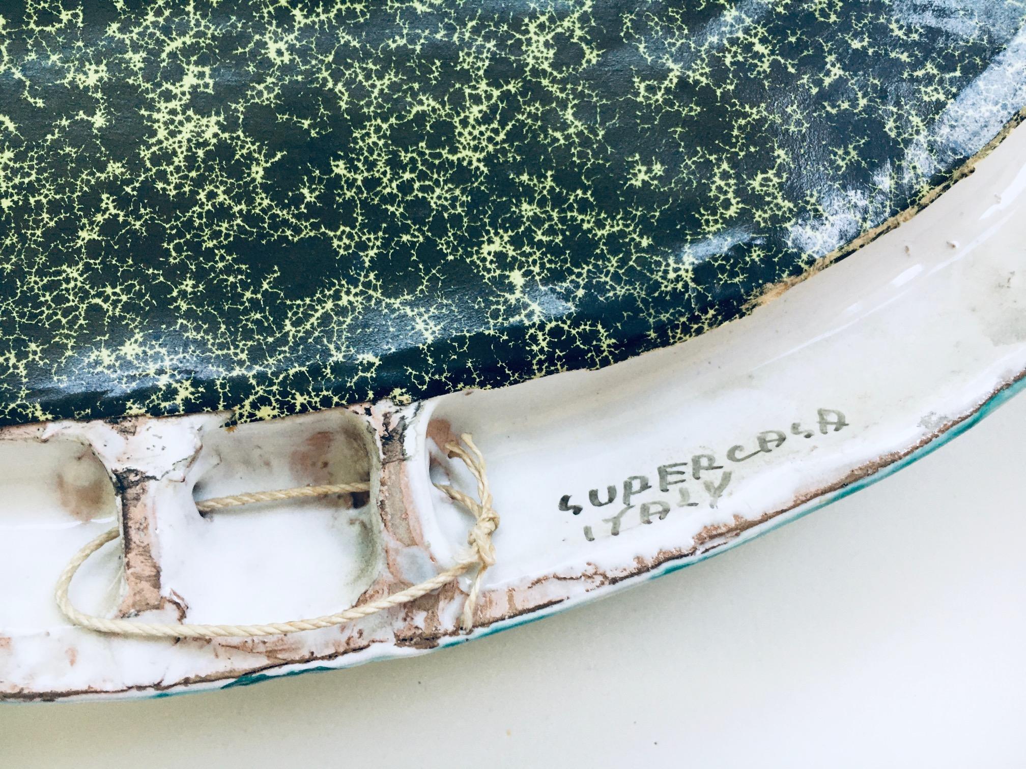 Specchio da parete ovale 'Ocean' in ceramica d'arte vintage di Supercasa, Italia, anni '60 in vendita 4
