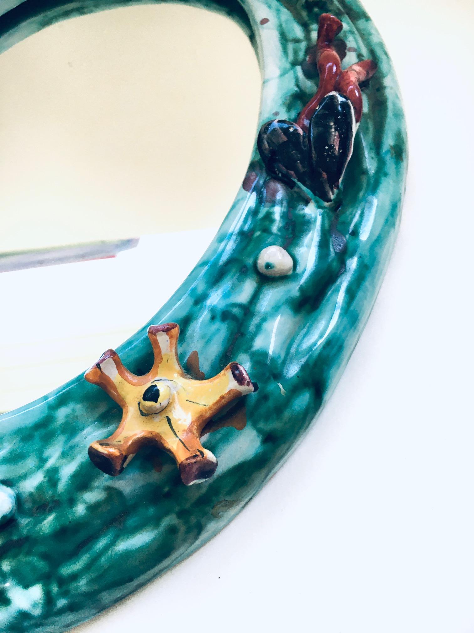 Ceramica Specchio da parete ovale 'Ocean' in ceramica d'arte vintage di Supercasa, Italia, anni '60 in vendita