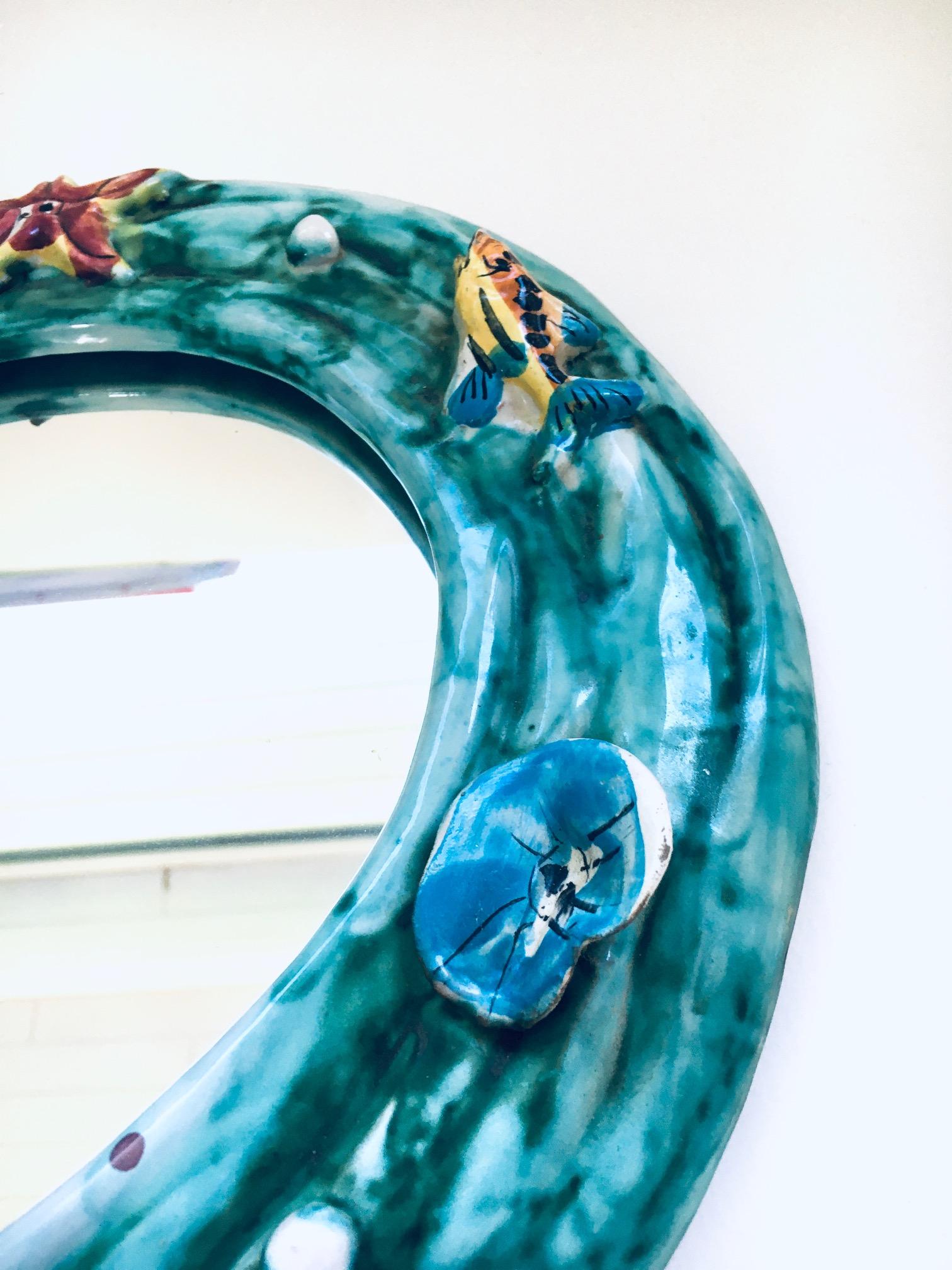 Specchio da parete ovale 'Ocean' in ceramica d'arte vintage di Supercasa, Italia, anni '60 in vendita 1