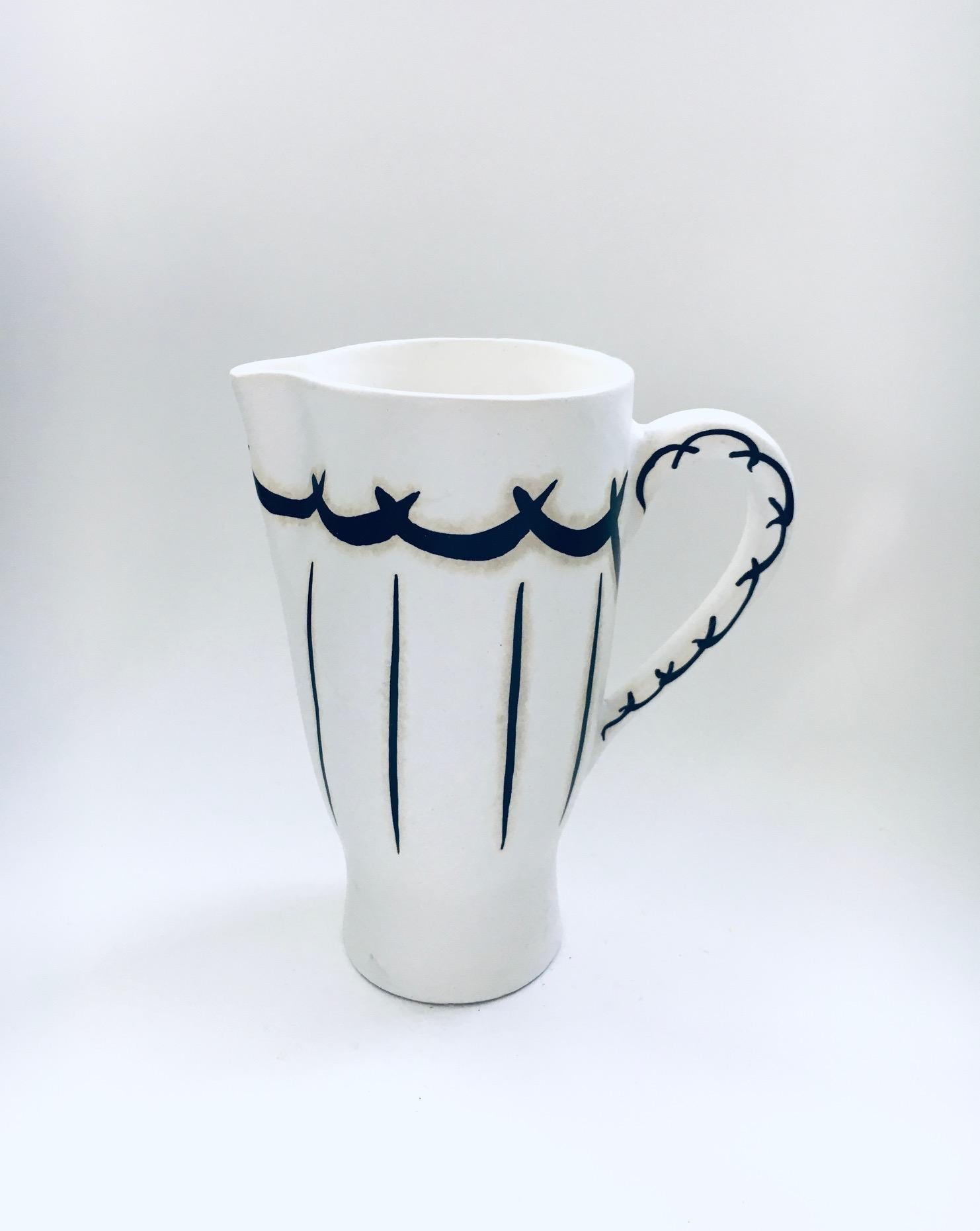 Mid-Century Modern Vintage Art Ceramics Signed Decanter by Meiffret, Vallauris France 1950's For Sale