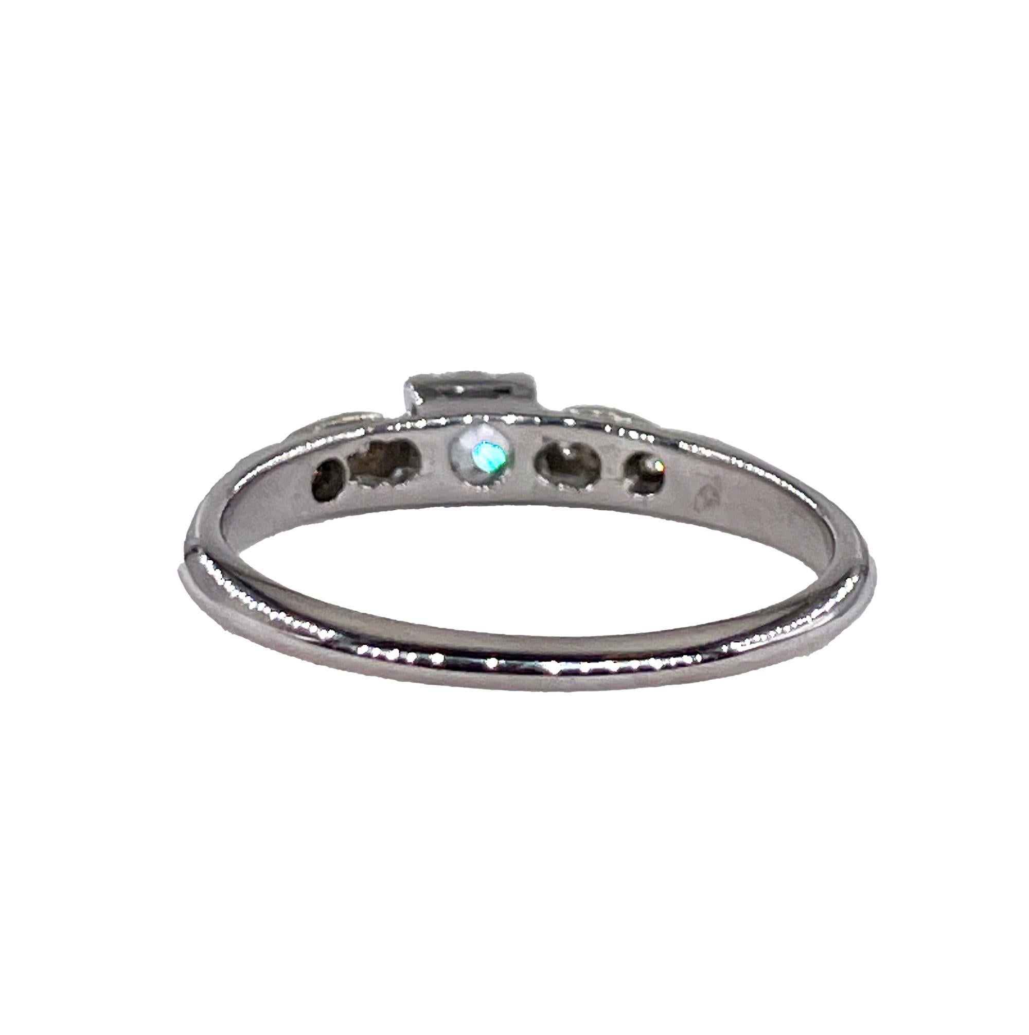Women's Vintage Art Deco 0.23ct OLD Mine Cushion Cut Diamond Engagement Ring Palladium For Sale