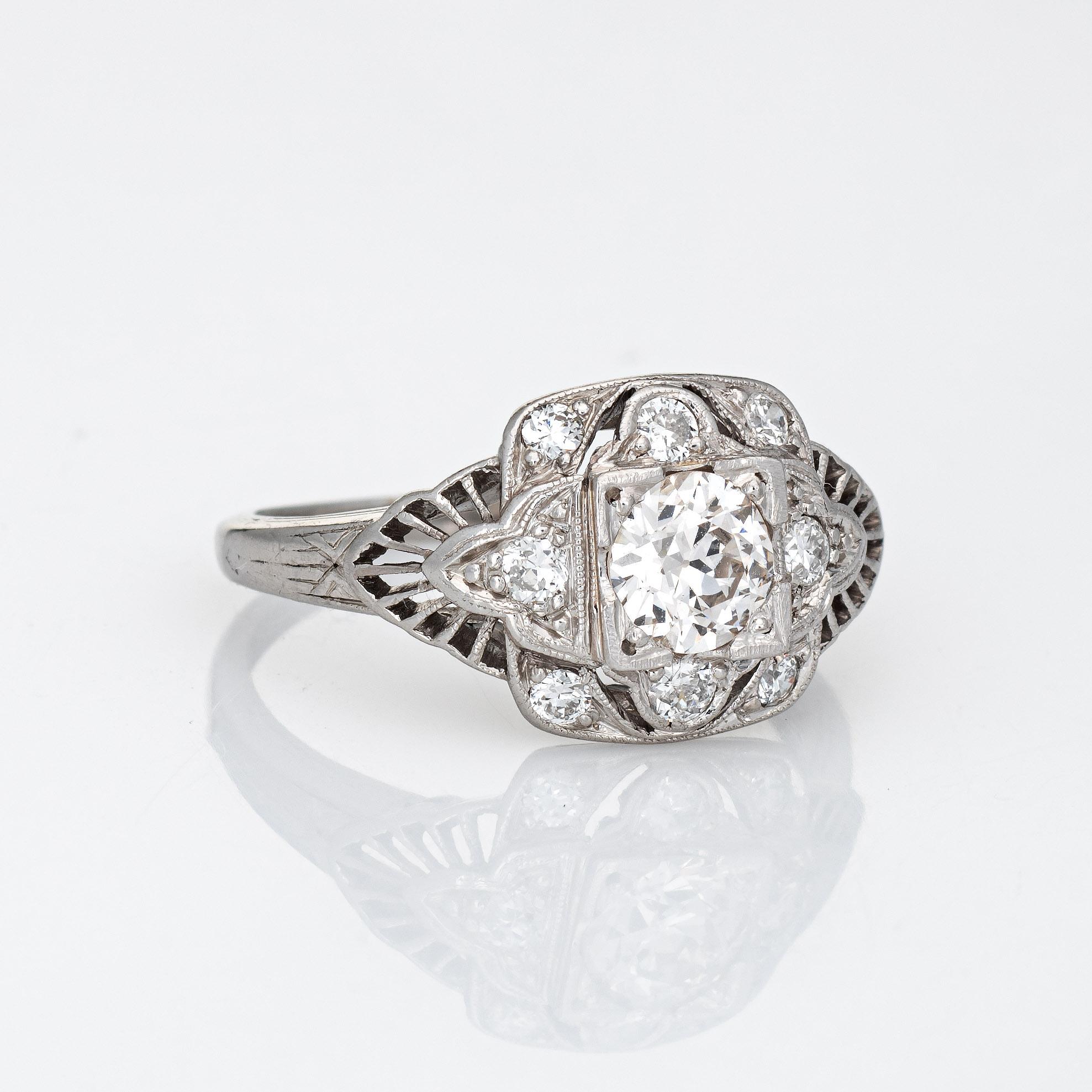 Old European Cut Vintage Art Deco 0.57ct Diamond Ring GIA Platinum Engagement Estate Jewelry
