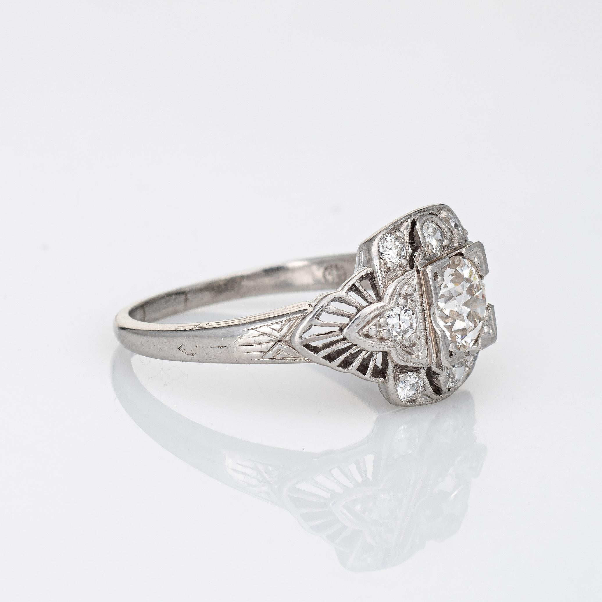 Vintage Art Deco 0.57ct Diamond Ring GIA Platinum Engagement Estate Jewelry In Good Condition In Torrance, CA