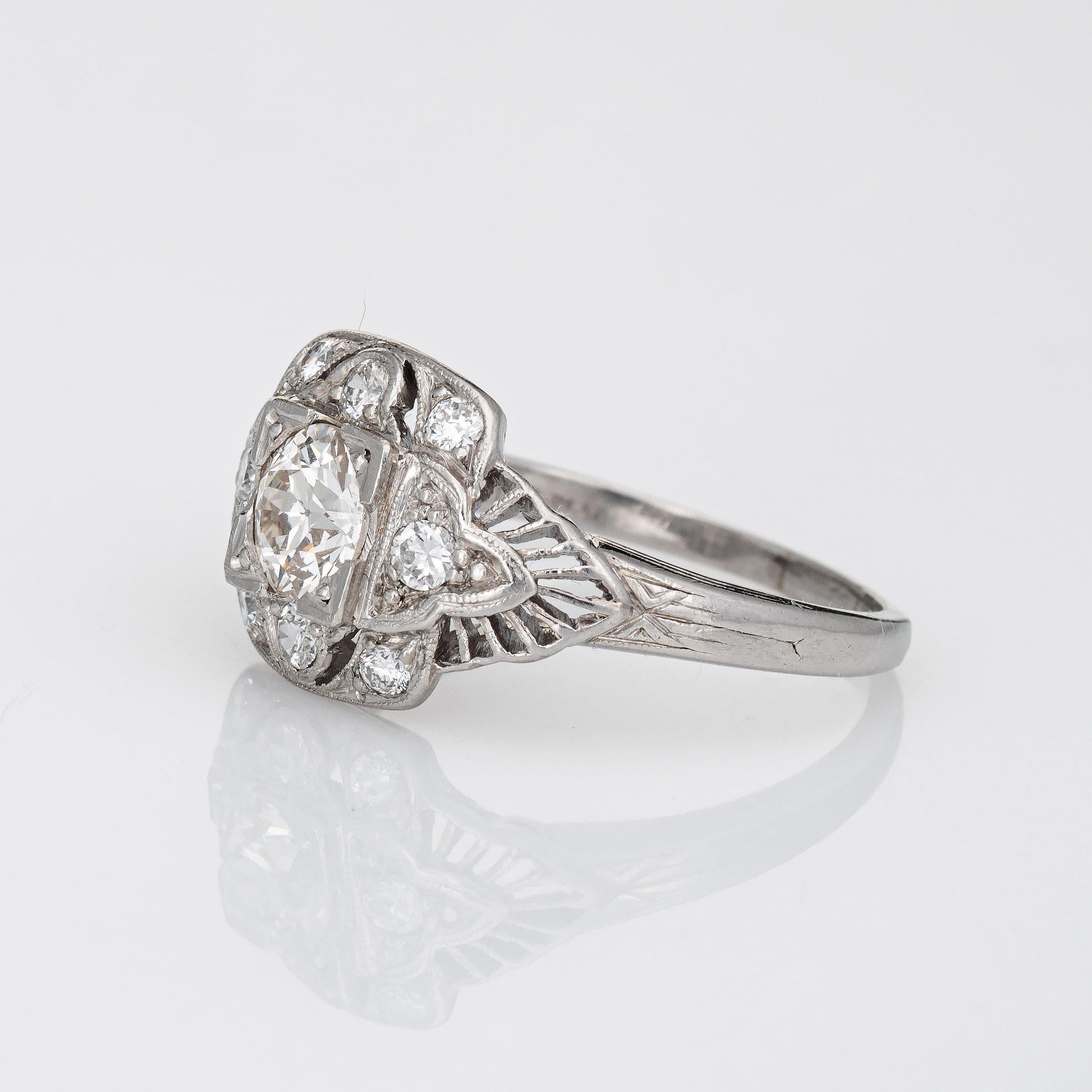 Women's Vintage Art Deco 0.57ct Diamond Ring GIA Platinum Engagement Estate Jewelry